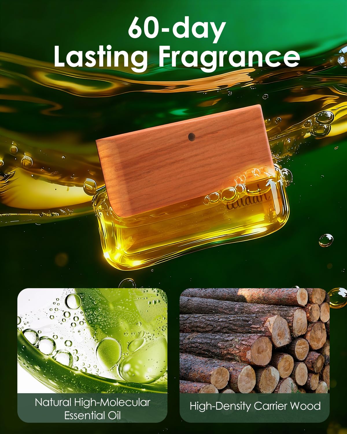 Car Air Freshener - Wood Air Freshener - Long Lasting Car Odor Eliminator for Visor Clip-Variety Scent Starter Kit, Vehicle Scent Diffuser Men&Women- Pack of 3 (Teak-Amber-Grove) 4