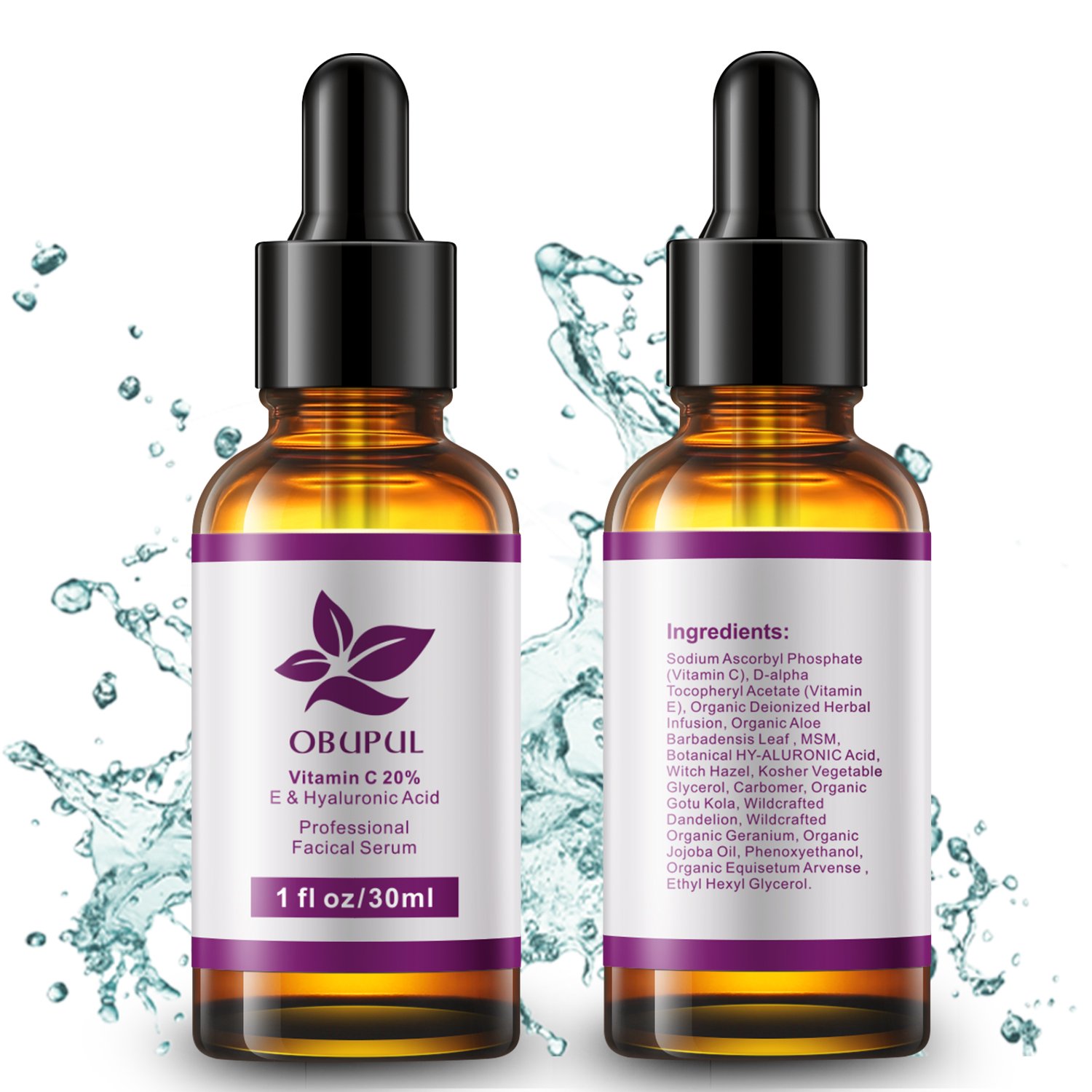 Obupul Skin Care Vitamin C Serum for Face, Organic Anti-Aging Anti Wrinkle Topical Facial Serum with Hyaluronic Acid & Vitamin E,1 fl. oz 4