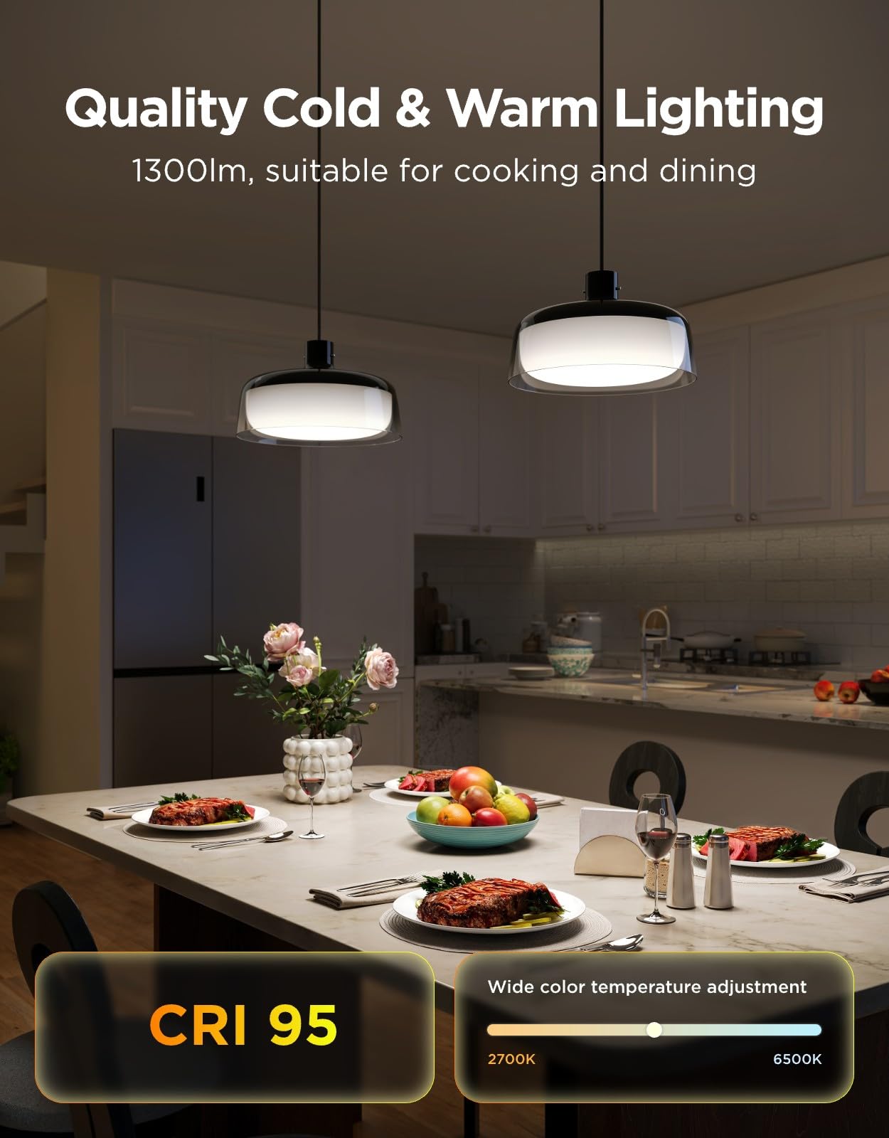 Govee Pendant Light for Kitchen Island, Three-Layer RGBIC Smart Lighting, Matter Compatible, 1300LM 2700K-6500K Dimmable Black Hanging Light Fixture Works with Alexa, Adjustable Height for Dining Room 6