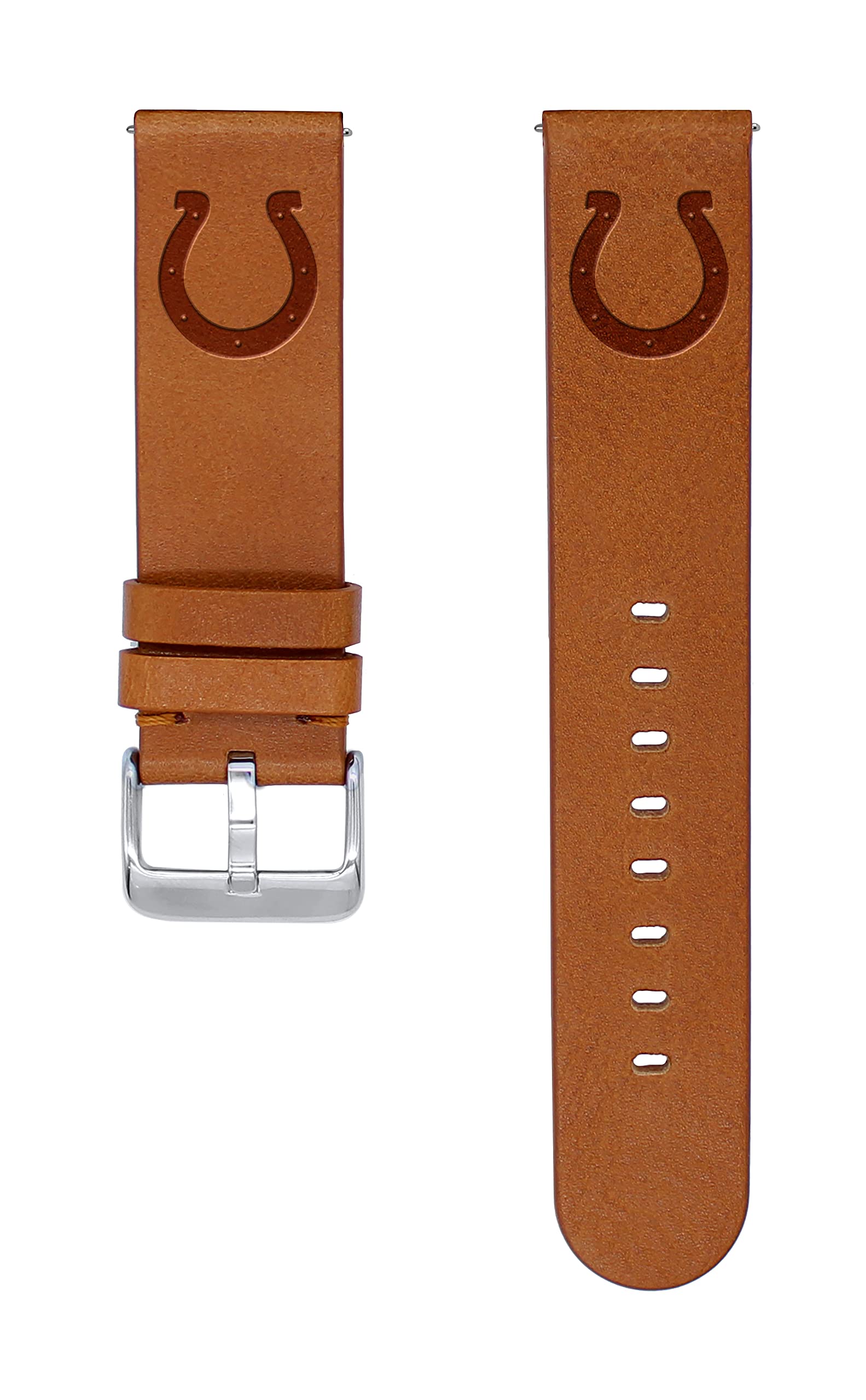 Game Time Indianapolis Colts Premium Leather Watch Band Compatible with Samsung Galaxy Watch & More (20mm Long Tan) 2
