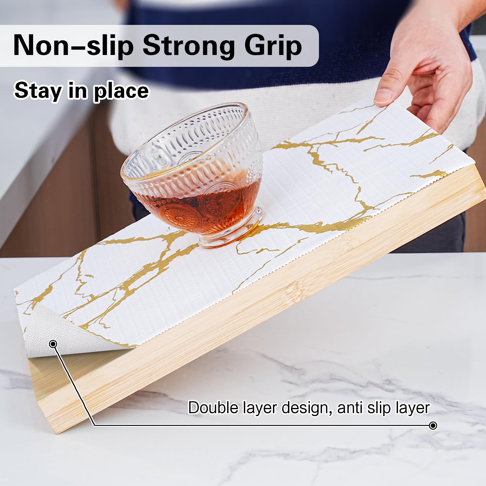 Drawer and Shelf Liner for Kitchen Cabinet,Non-Adhesive Cabinet Liner 24in x 30FT,Waterproof Shelf Paper Non-Slip Mats Cupboard Liners Contact Protect Dresser/Shelves/Table-Gold Marble 3