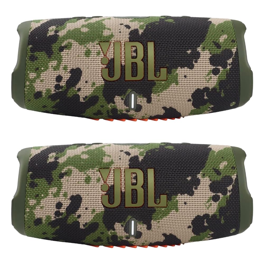 JBL Charge 5 Portable Waterproof Bluetooth Speaker with Powerbank - Pair (Camo/Camo)