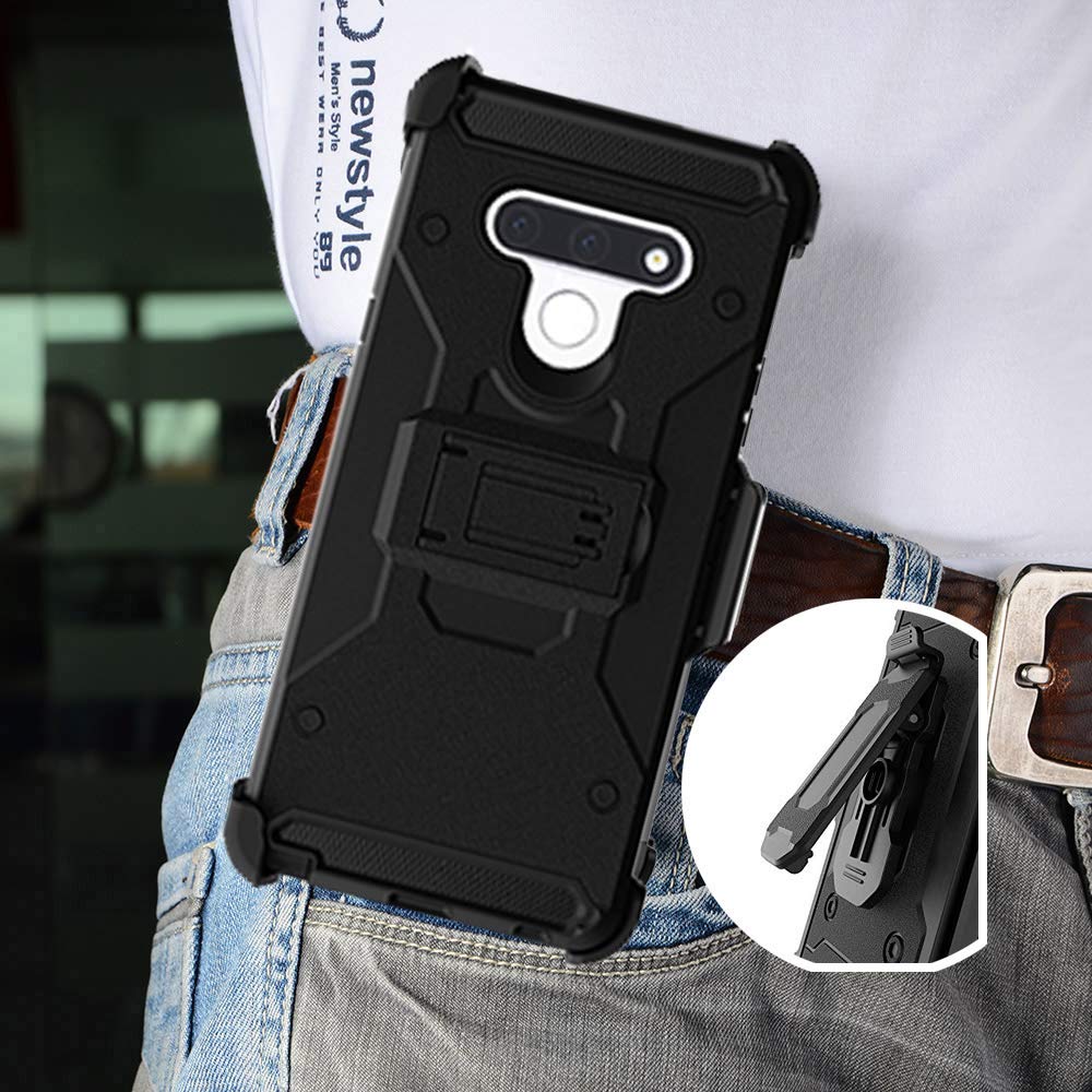 Chuangxinfull Stylo 6 Holster case, Belt Clip (Rubberized Grip) Slim Fit Protective Cover with Kickstand, Combo Shell Holder for Stylo 6 2020 5