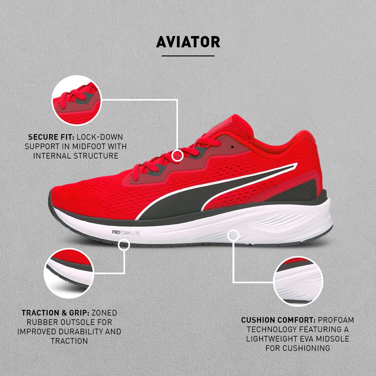 Puma Unisex Adult Aviator High Risk Red Black Running Shoes-10 Kids UK (19517504) 6