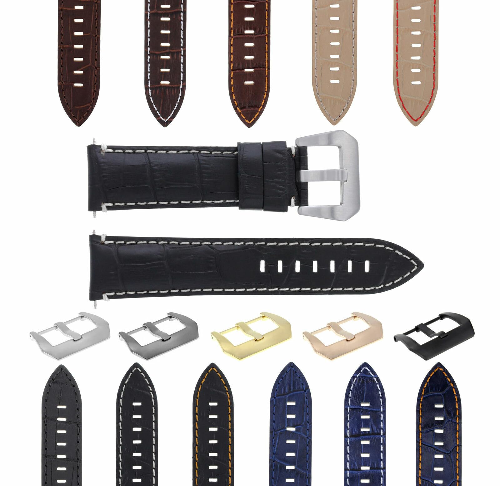 Ewatchparts 22-24mm Leather Watch Band Strap Compatible With Montblanc Timewalker Chrono Watch 1