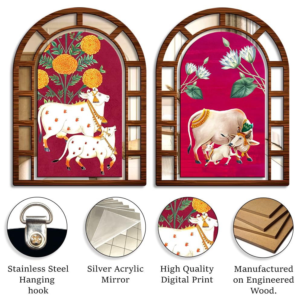 Sehaz Artworks Home Decoration Items for Living Room | Jharokha Mirror Wall Decor Items for Living Room | Wall Hanging | Home Decor Items for Hall | Room Decoration Items for Bedroom 3