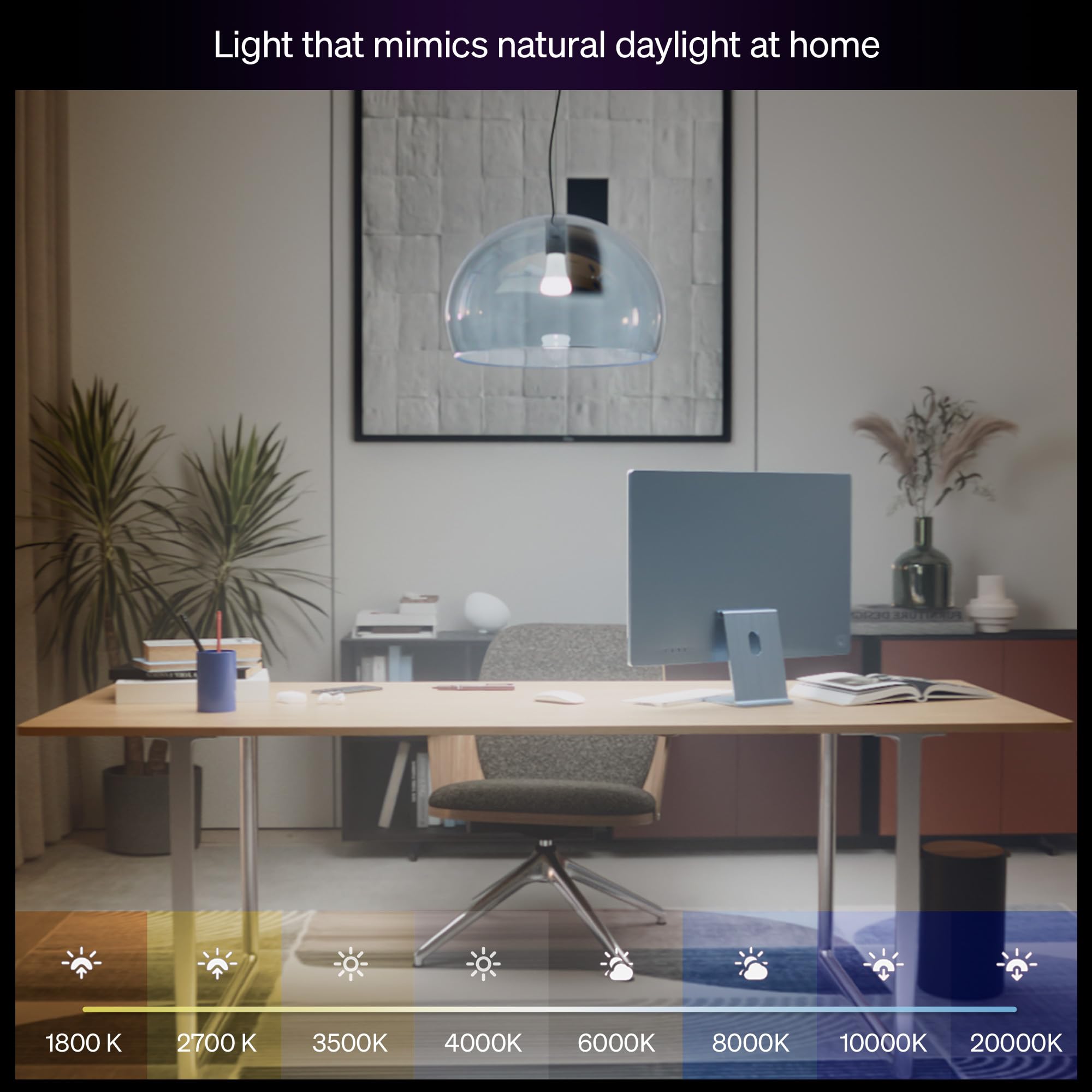 Philips Hue Smart LED A19 Bulb, White Ambiance, E26 Base, 9.5W, Full Spectrum Light 1000K-20000K, 1100 Lumens, Dimmable, Works with Alexa, Google, and Apple Home, 2pk 5