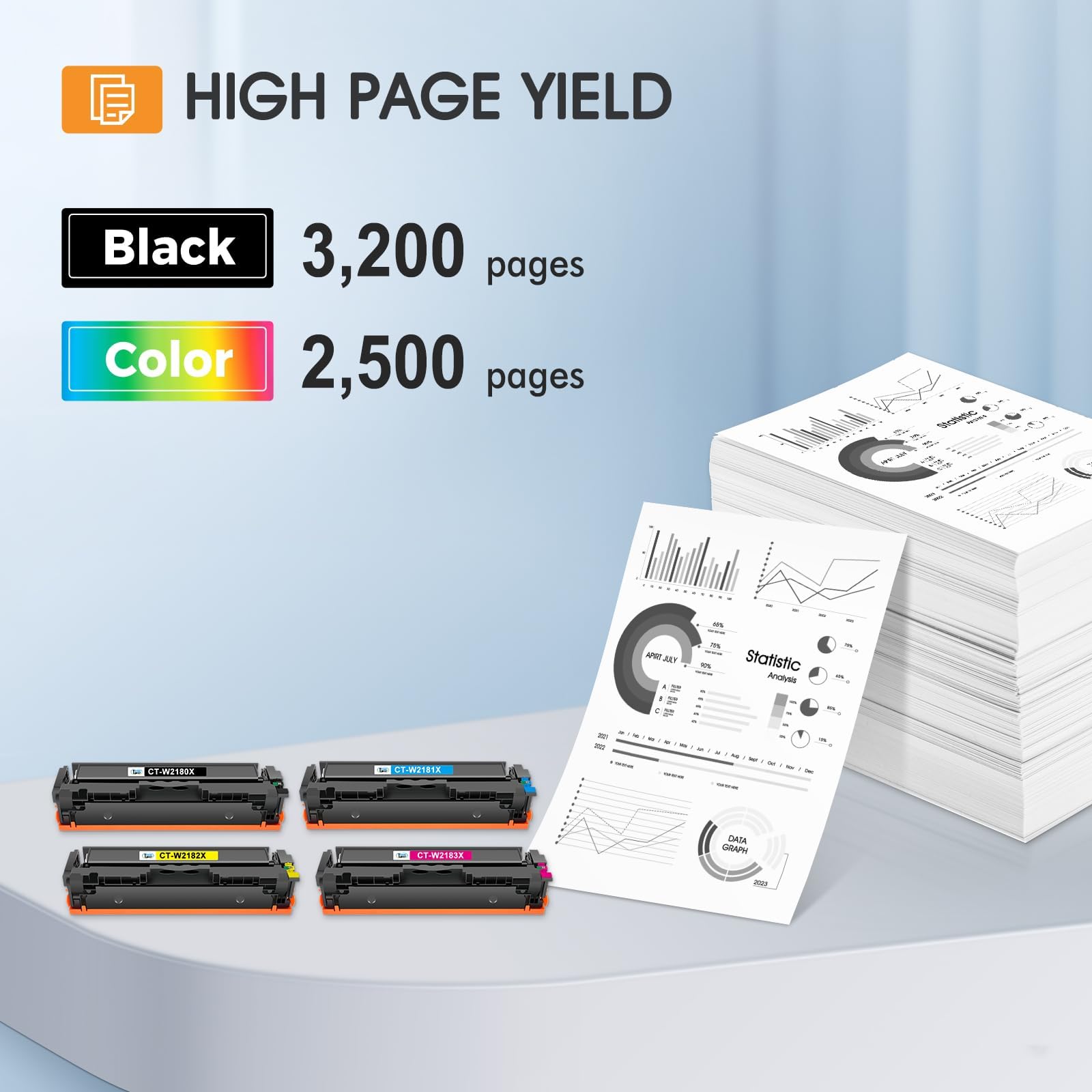 218X Toner Cartridges 4 Pack 3301fdw 3201dw 3301 218A Compatible for HP 218X 218A 218 Color LaserJet Pro MFP 3301cdw 3301sdw Printer Ink Set W2180X High Yield with Chip (Black Cyan Yellow Magenta) 4