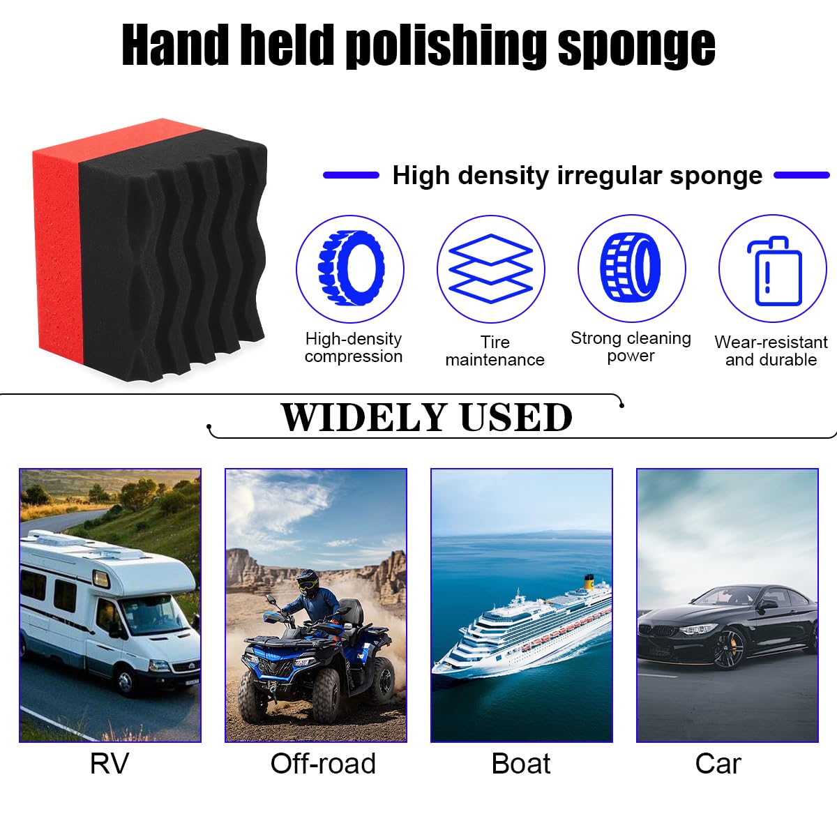 Norkmdi 3PCS Car Tire Dressing Applicator Pads, Wavy Contoured Large Automotive Shine Polishing Sponge Wax Mats, Vehicle Wheel Buffing Waxing Foam Pads, Universal for SUV, Truck, RV 4