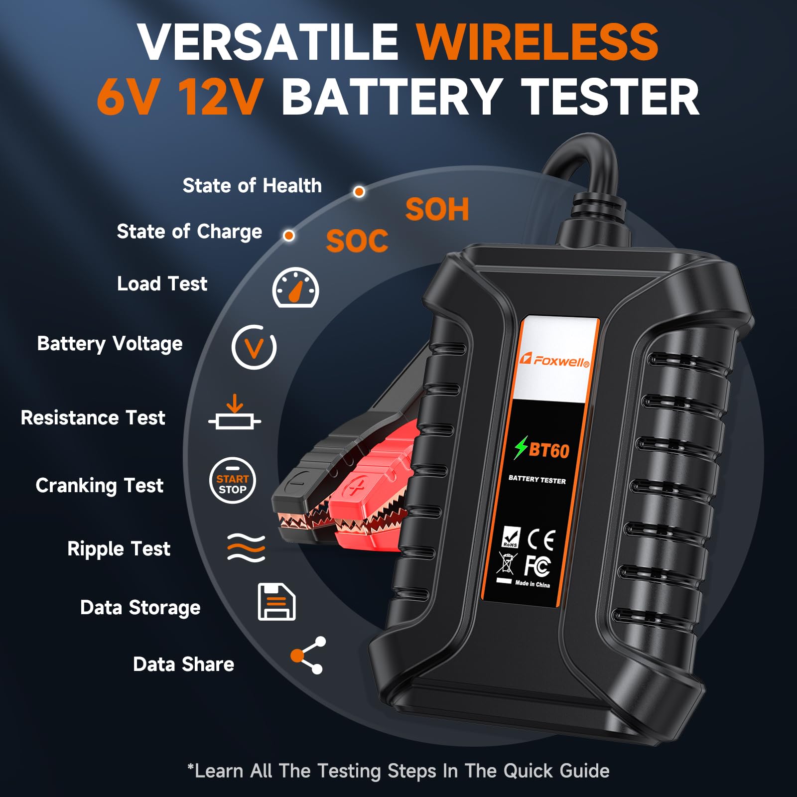 FOXWELL NT726 OBD2 Scanner with FOXWELL BT60 6V 12V Car Battery Tester 3
