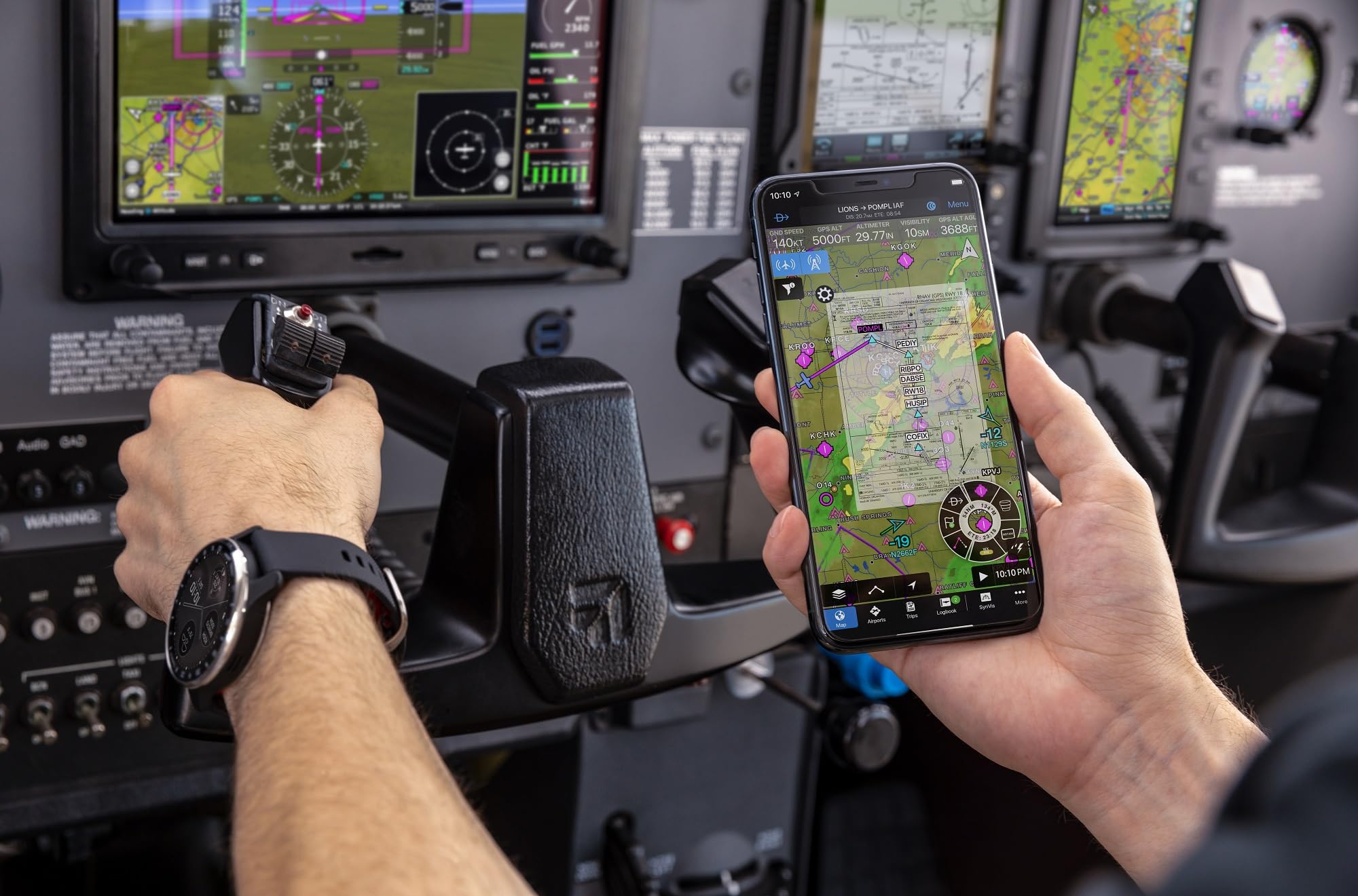 Garmin D2 Air X10 Aviator GPS Smartwatch with Call, Text, Health, Wellness and Aviation Weather Features (Black) + USB Wall Charger + Microfiber Cleaning Cloth + P-Bank + More 6