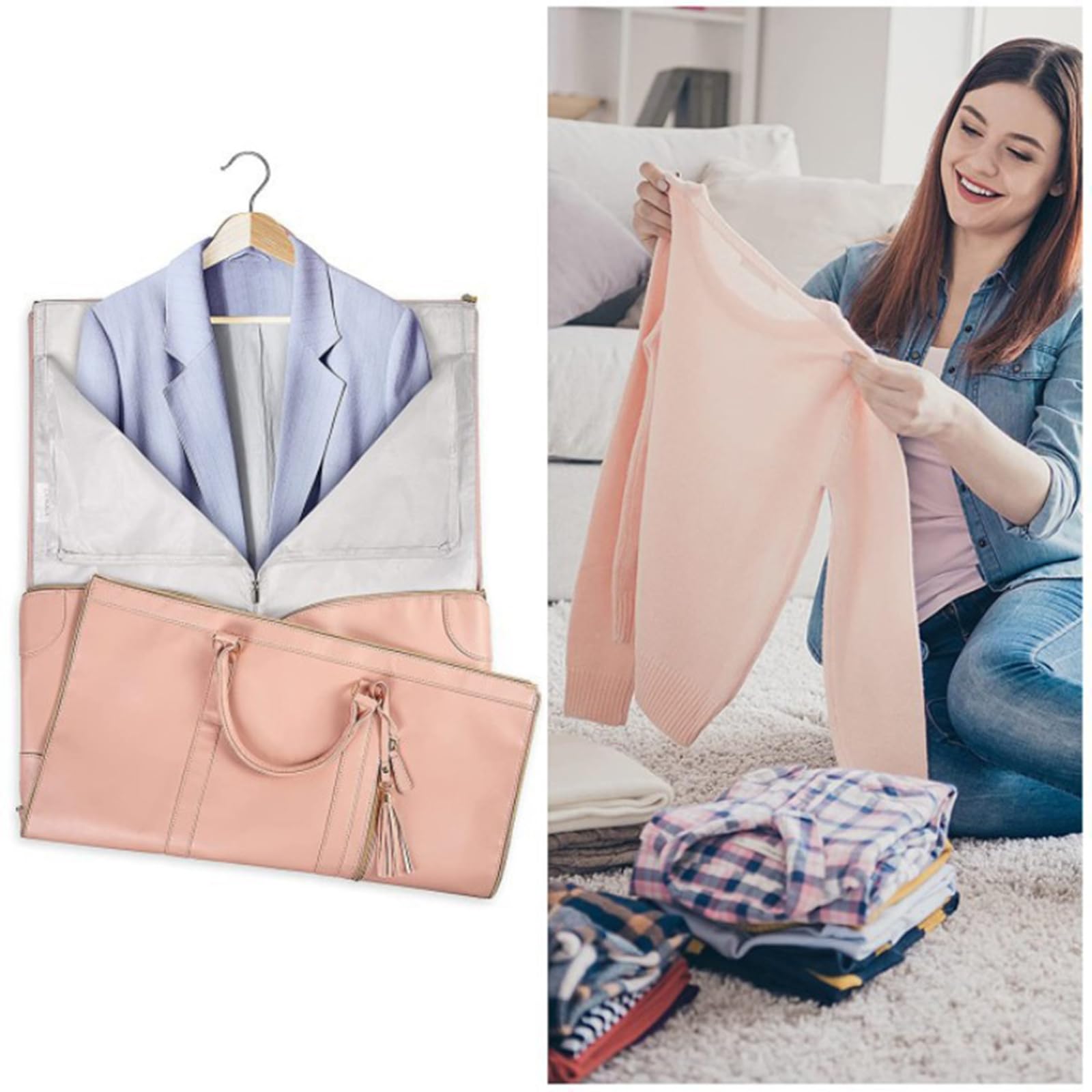 PU Folding Suit Storage Bag Large Capacity Hand Luggage Bag Multifunction Travel Bag For Women Man Shoulder Organizers 3