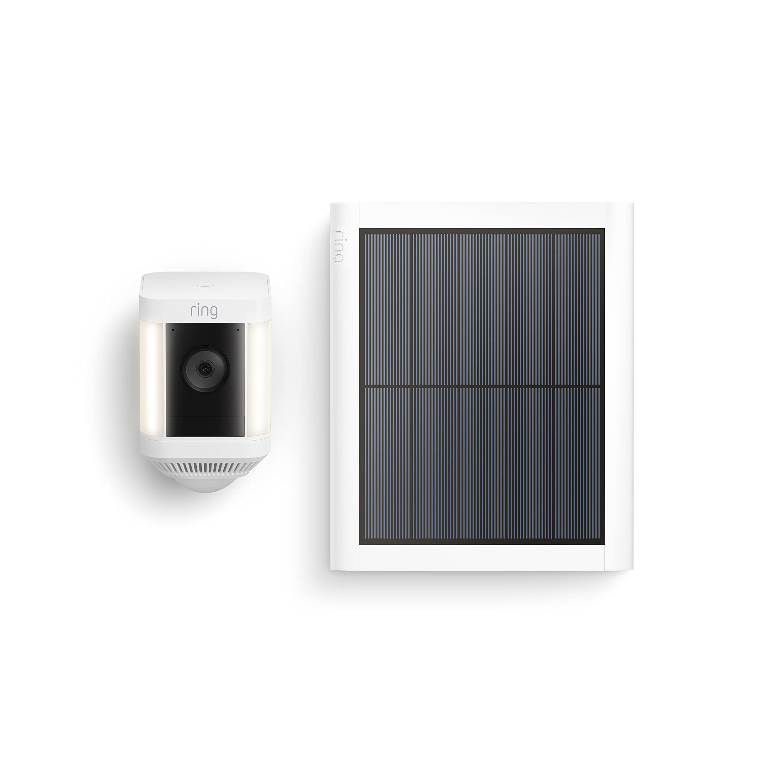 Like-New Ring Spotlight Cam Plus, Solar | Two-Way Talk, Color Night Vision, and Security Siren (2022 release) - White 1