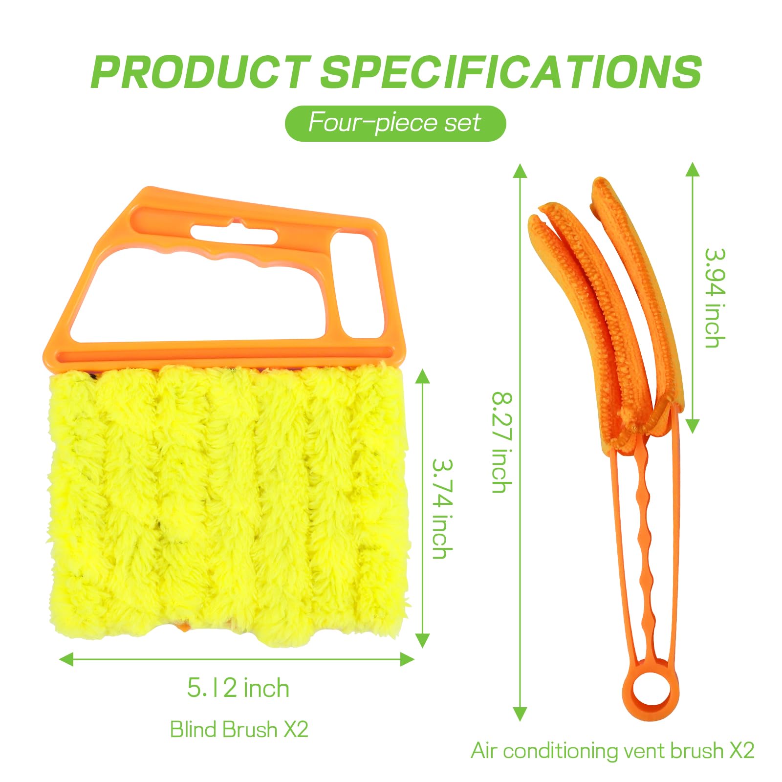 Hbxdeco 4PCS Blind Cleaner Duster Tool, Washable 7-Finger Window Venetian Blind Shutter Duster Brush, Hand-Held Automotive Cleaning Tool for Blinds, A/C Vent, Keyboard, Car Accessories (Orange) 3