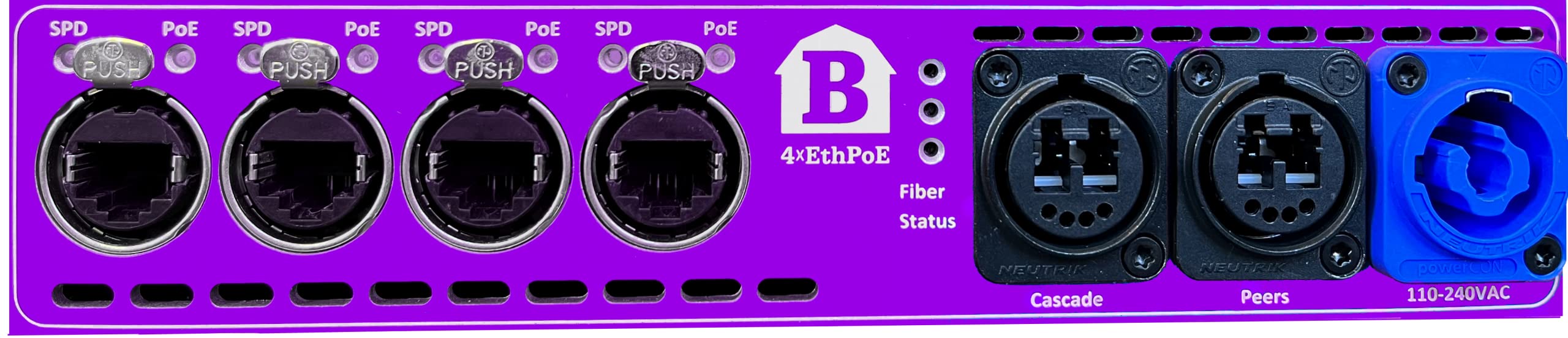 BARNCOLOR 4 x Ethernet; Color Purple (1370, 1390, 1410, 1430). Power Cable NOT Included; Order BC-PowerCable-US for USA Operation. 3
