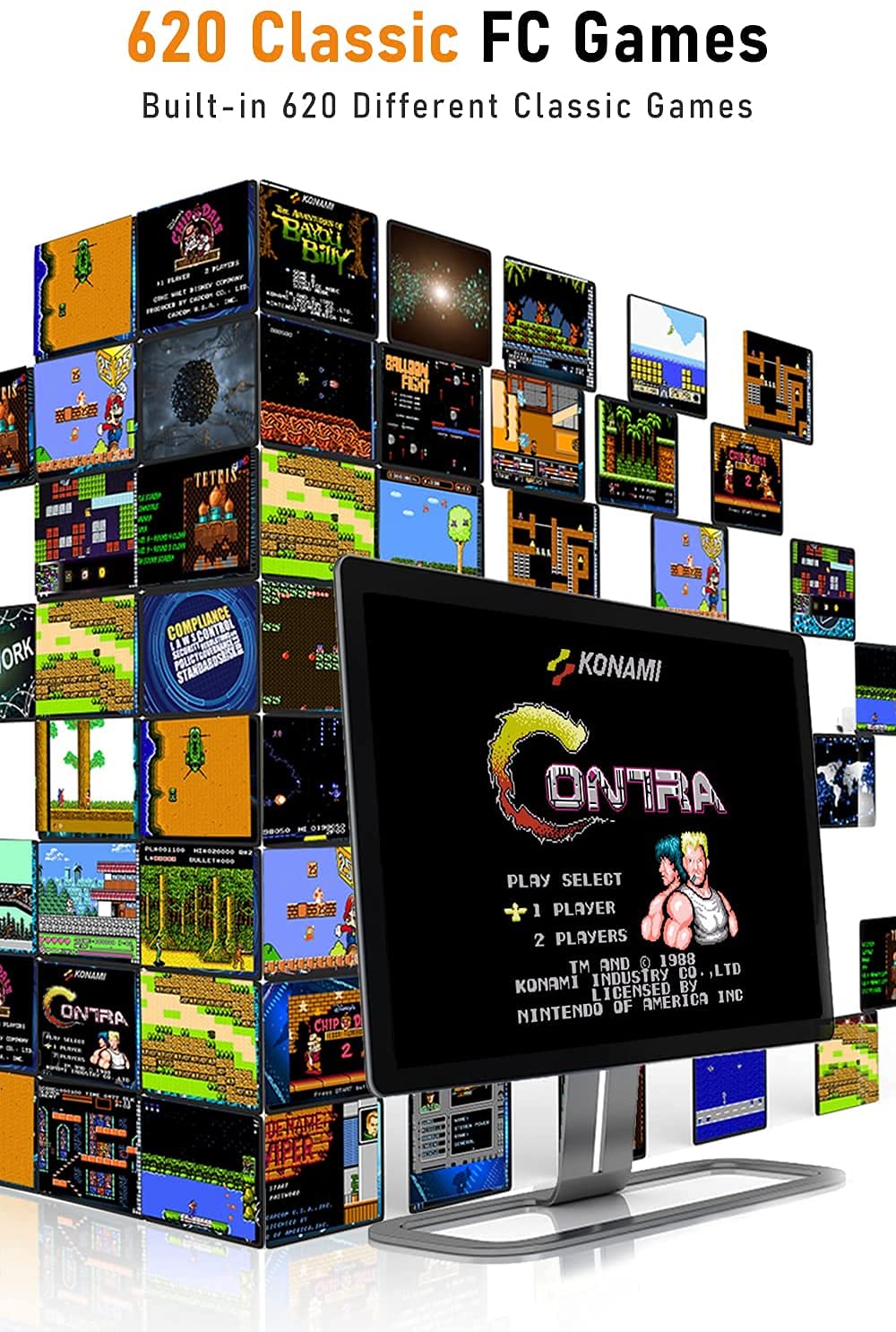 GameNext Retro Game Console,Classic Mini Handheld Video Game Console Built-in 620 Classic Edition Games, AV Output and Dual Game Controllers 3