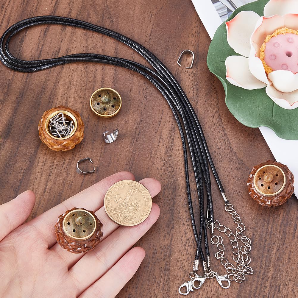 SUNNYCLUE Wood Lotus Necklace Making Kit Flower Charms Bulk Detachable Wood Box Charm Wooden Flower Wooden Lotus Box Pendants for Jewelry Making Kits DIY Craft Aromatherapy Supplies 4