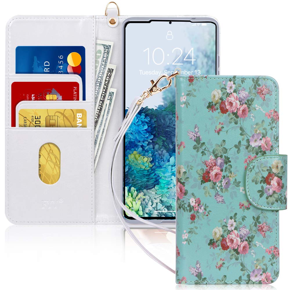 FYY Case for Samsung Galaxy S20 Plus 5G 6.7", [Kickstand Feature] Luxury PU Leather Wallet Case Flip Folio Cover with [Card Slots] and [Note Pockets] for Galaxy S20 Plus 5G 6.7 inch Blossom