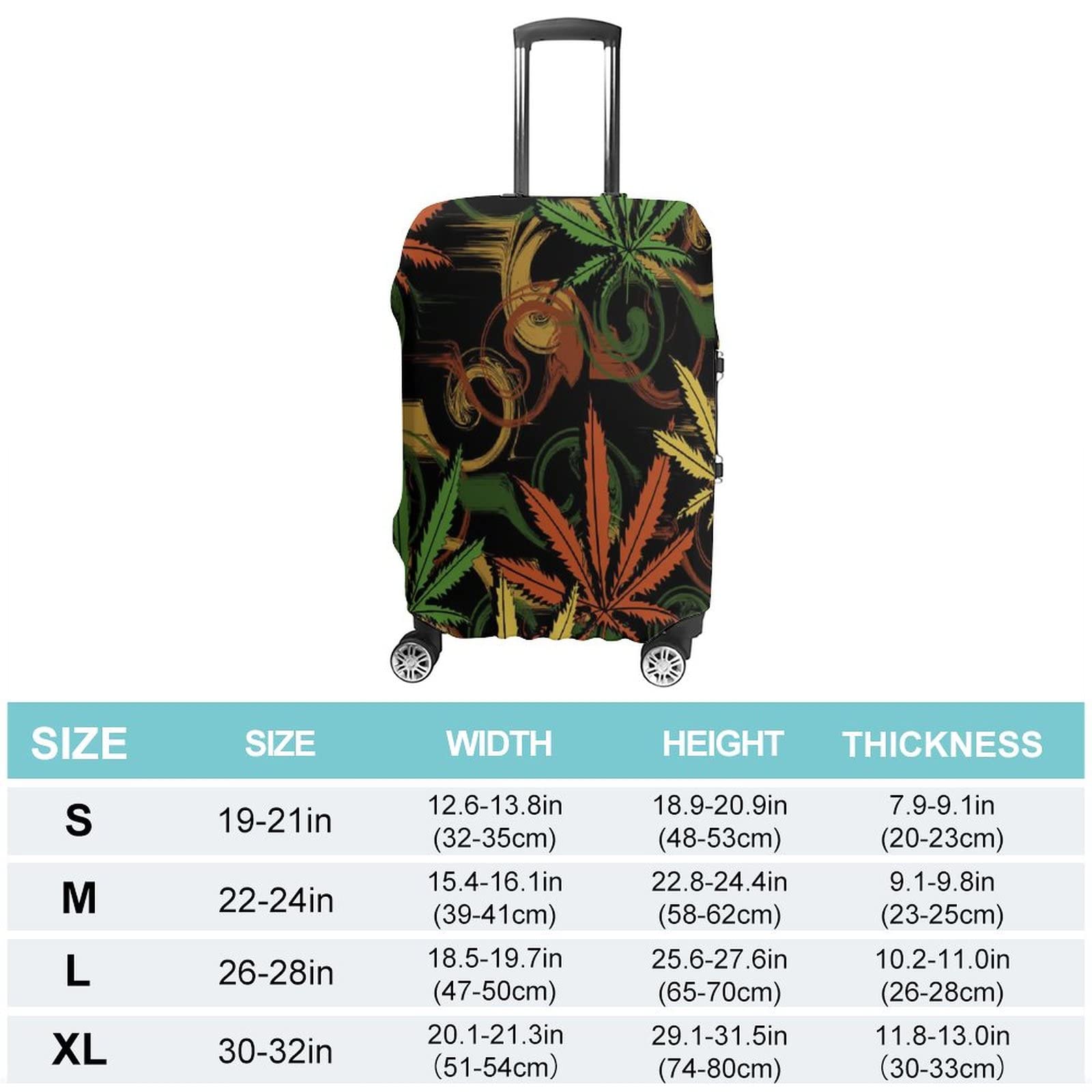 Rasta Weed Leaf Luggage Cover Washable Suitcase Protector Travel Essentials for 21/24/26/30/32 Inches Baggage L 3