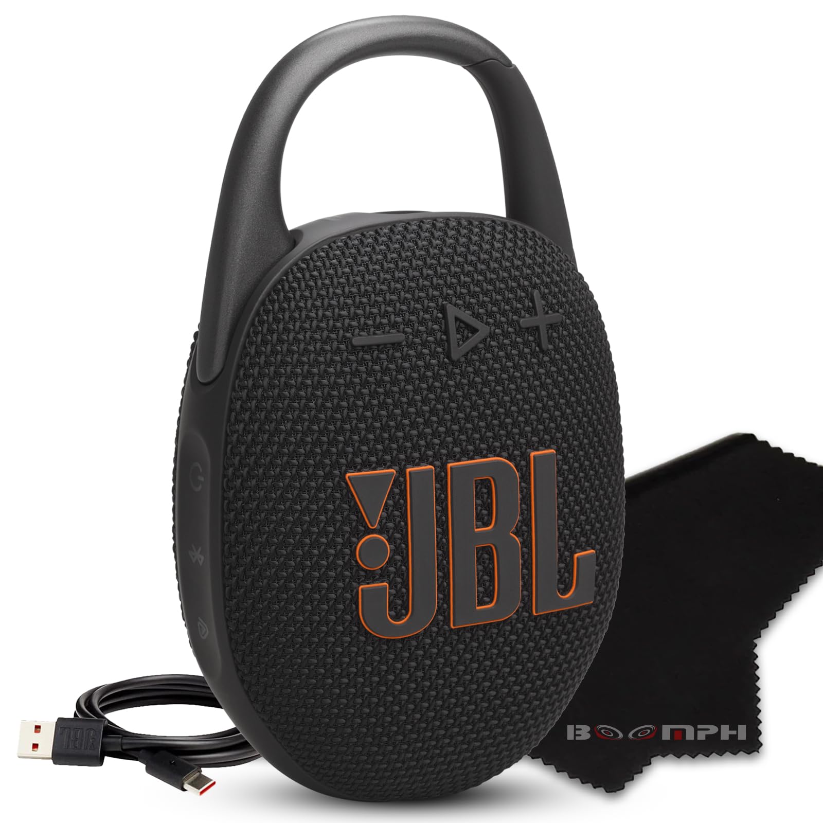 JBL Clip 5 Portable Bluetooth Speaker, IP67 Waterproof & Dustproof, Long-Lasting Battery - Black - Boomph's Comprehensive Ultimate Performance Cloth Solution for Your On-The-Go Sound Experience 2