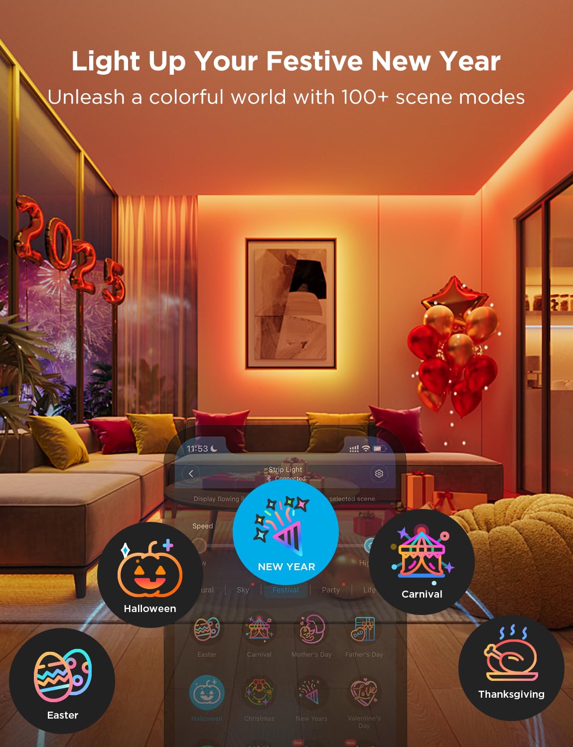 Govee RGBIC Strip Light 2 Pro with Matter, 6.56ft Smart LED Strip Lights Compatible with Alexa and Google Assistant, Color Changing LED Lights for Bedroom, Cabinet, Party, Gaming Desk, Home Decor 3