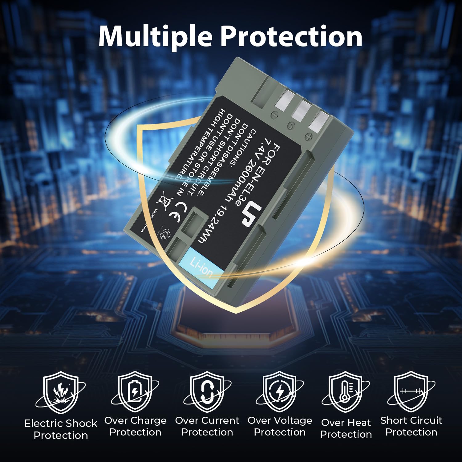 LP EN-EL3e, EL3a, EL3 Battery, 2600 mAh Battery Compatible with Nikon D700, D300s, D300, D200, D100, D90, D80, D70s, D70, D50, MH-18, MH18a, MH-19, MB-D200, MB-D10 Camera 4