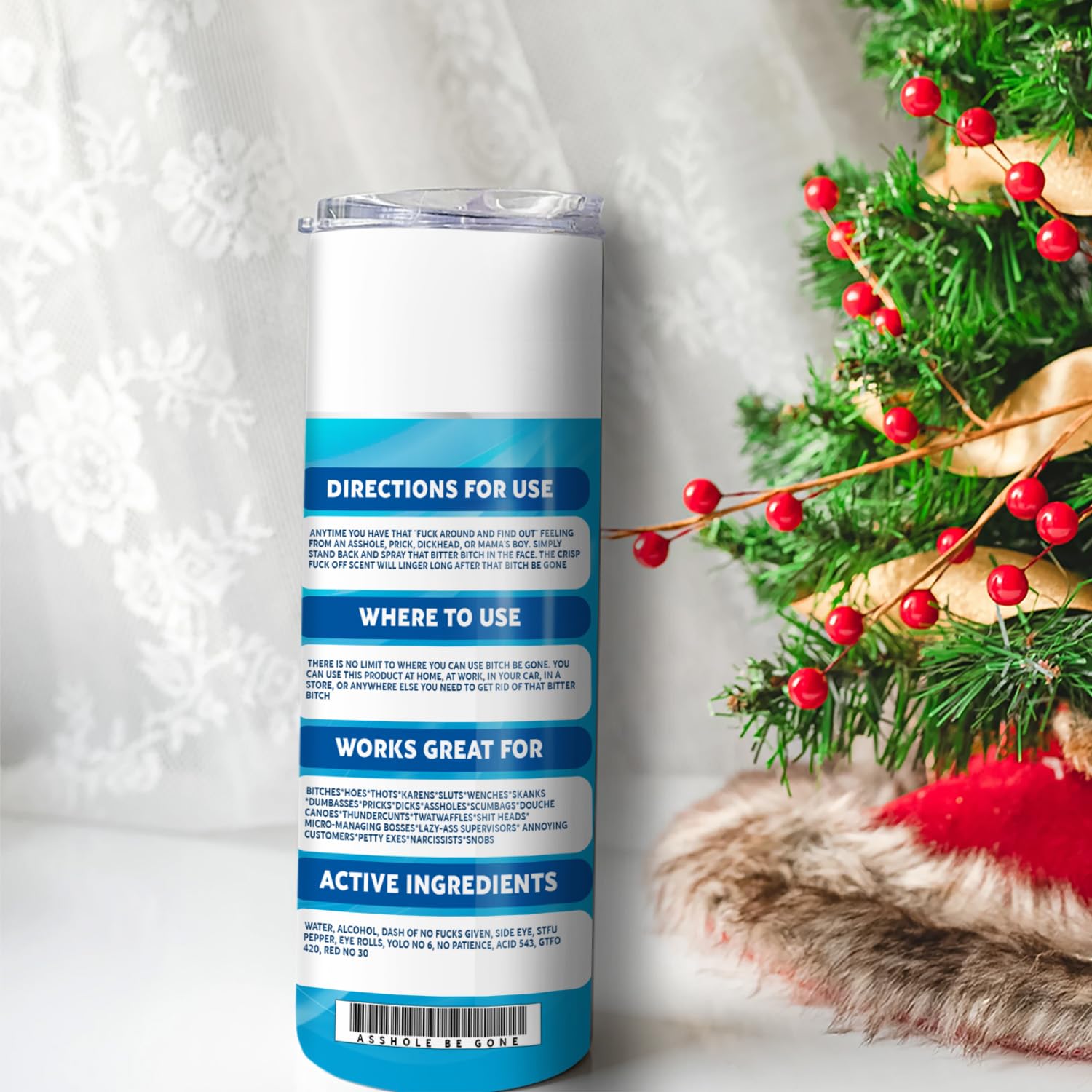 PuresDesigns Bitch Be Gone Tumbler - Bitch Be Gone Cup - Bitch Spray - Bitch Be Gone Spray Blue Fresh Funny Insulated Stainless Steel 20oz Tumbler 5