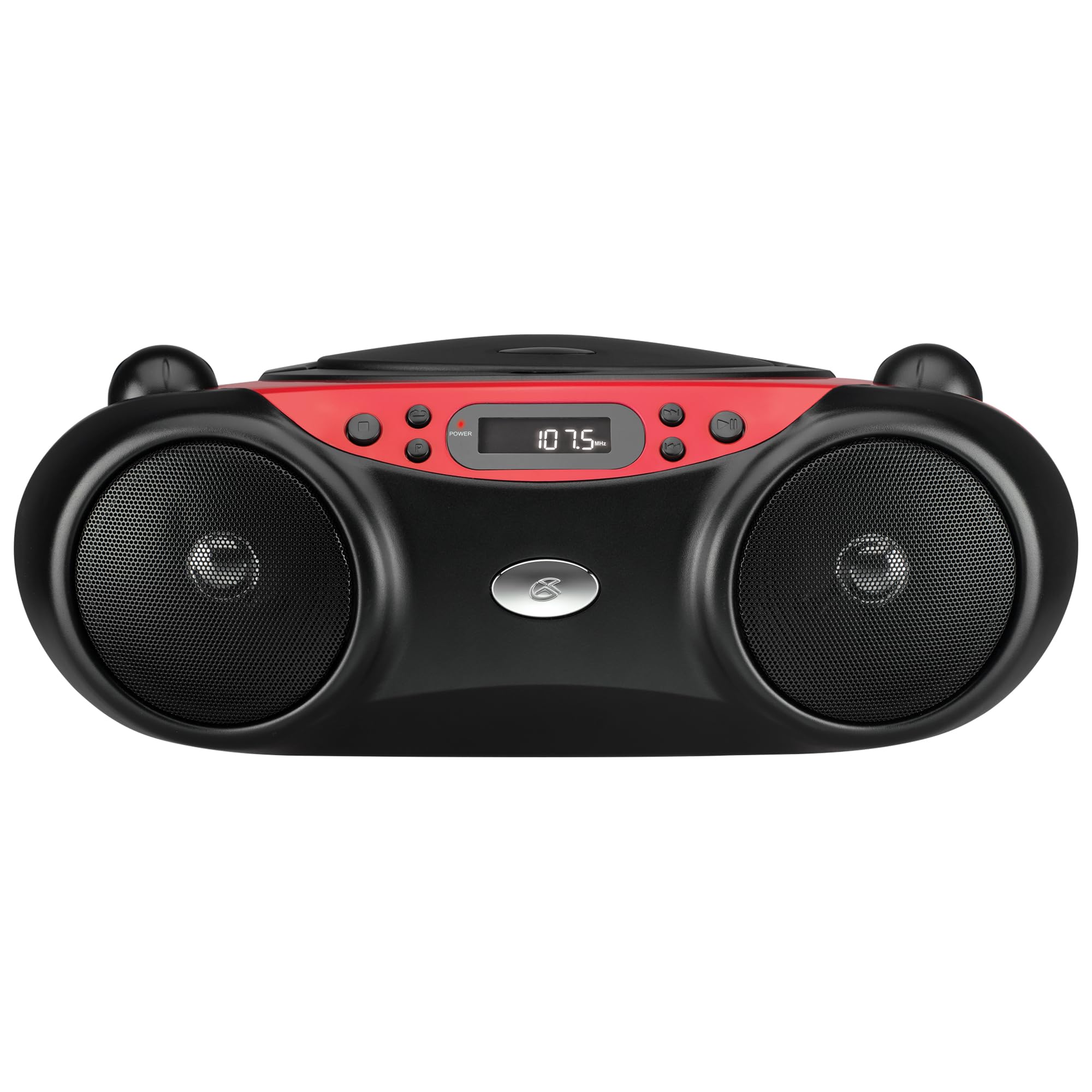 GPX BC232R Portable Top-Loading CD Boombox with AM/FM Radio and 3.5mm Line in for MP3 Device - Red/Black 1