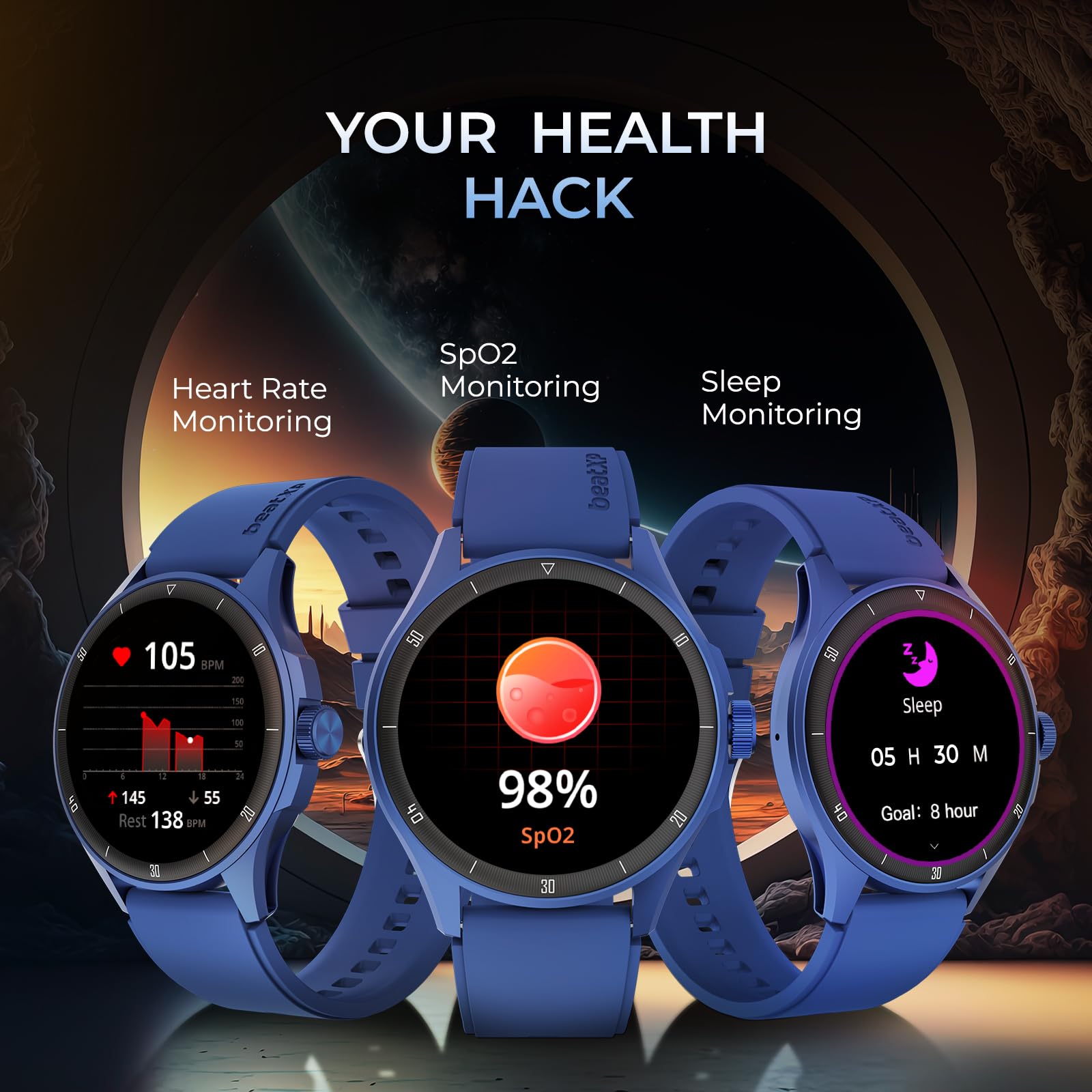 beatXP Vega Neo 1.43" (3.6 cm) Super AMOLED Display, One-Tap Bluetooth Calling Smart Watch, Metal Body, 466 * 466px, 500 Nits Brightness (Blue) 4