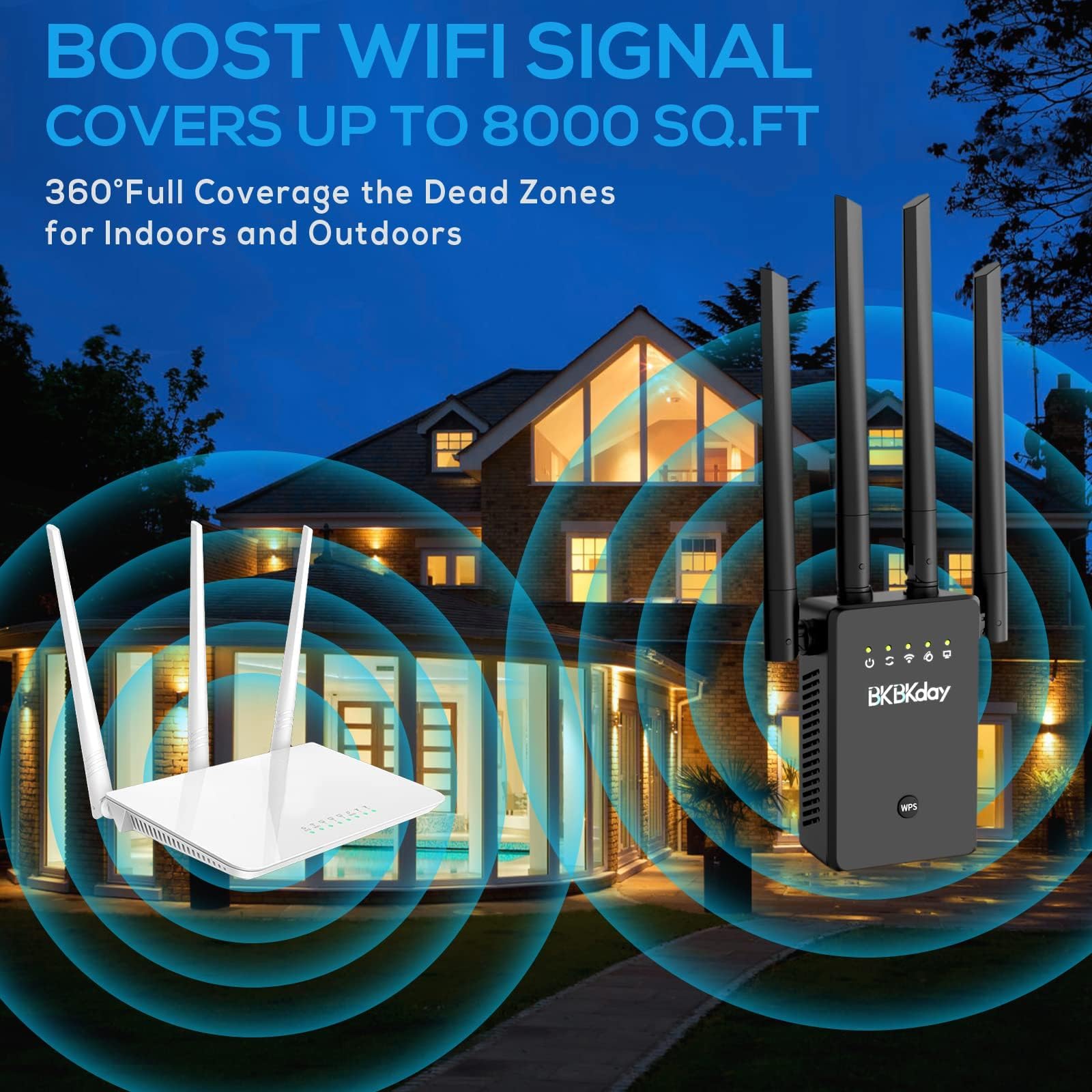 WiFi Extender Signal Booster for Home: Wireless Internet Repeater Range Coverage Up to 9998 Square Feet 35+ Devices 3