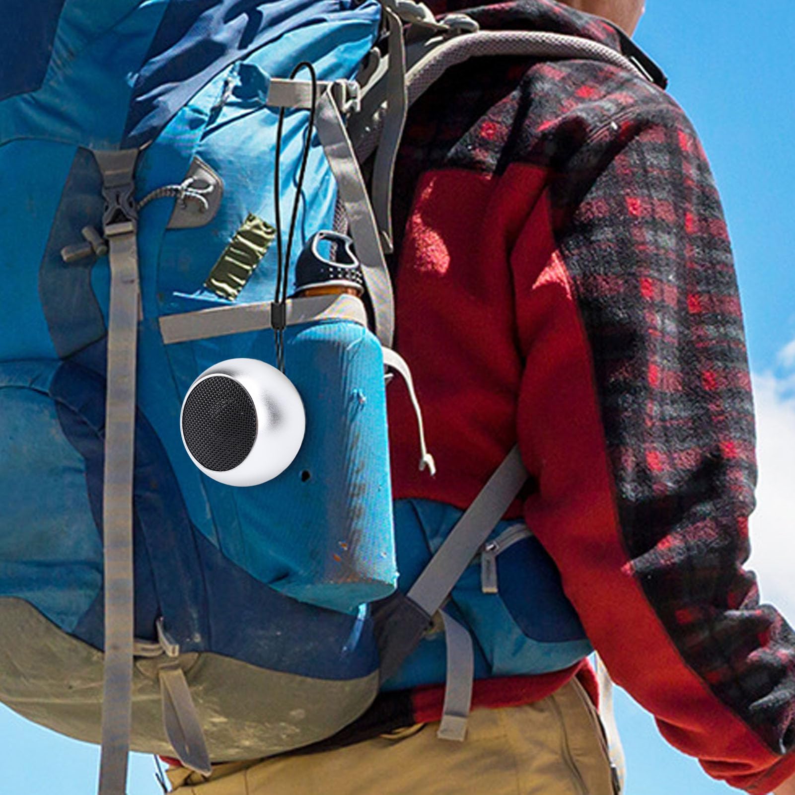 Gugxiom Small Speaker, Portable Bluetooth Speaker, Mini Small Metal Speakers, Bass, 360 Degree Surround, for Hiking, Biking, Home (Silver) 4