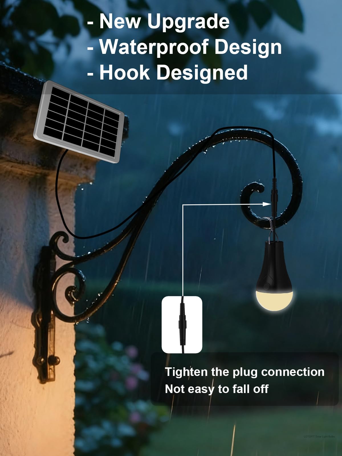 LOTOFIT Portable Solar Light Bulbs Outdoor Waterproof, Dusk to Dawn Solar Chicken Coop Lights with 3CCT(3000K/4000K/6000K), 4 Lighting Modes for Indoor, Shed, Emergency, Chicken Coop Accessories 4