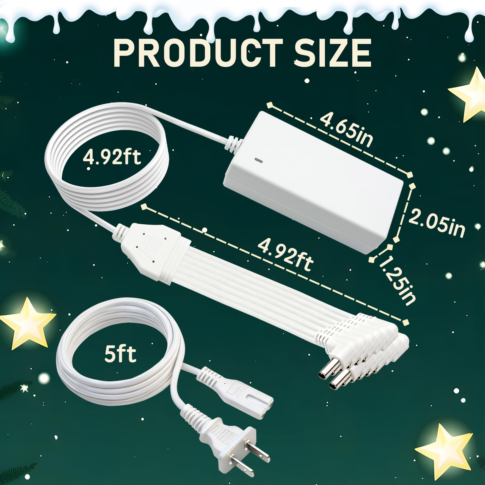 4.5V Power Adapter for Lemax Lighted Accessory 94566 94563 94564 94565 74295 74269 74707 84428 44242 Christmas Halloween Village Lights Micro Lighting Building Decor(12 Output White) 6