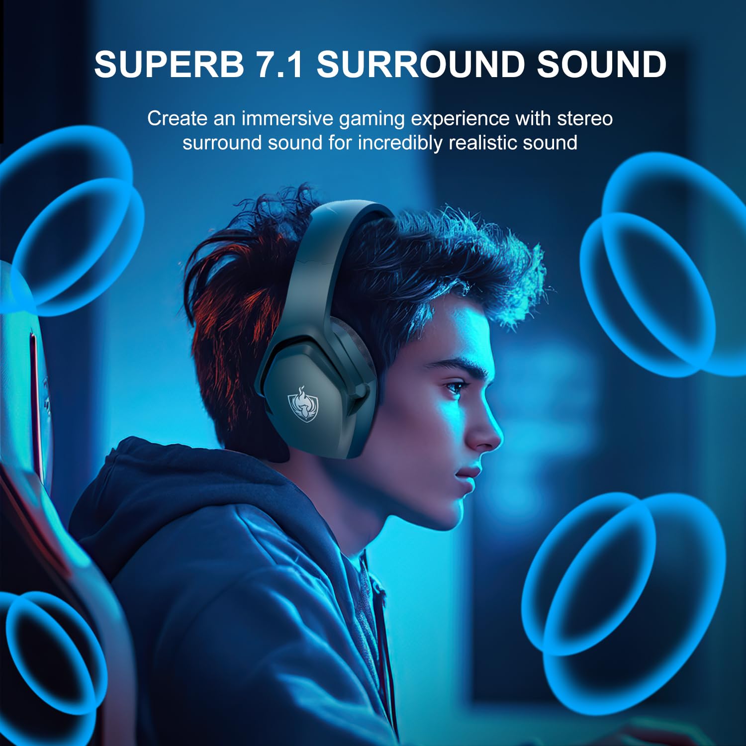 PHOINIKAS Gaming Headset for PC, Ps4, Ps5, Xbox Headset with 7.1 Stereo Sound, Gaming Over Ear Headphones with Noise Cancelling Mic, 3.5mm Wired Gamer Headsets for Xbox Series X/S, Switch (Grey) 4