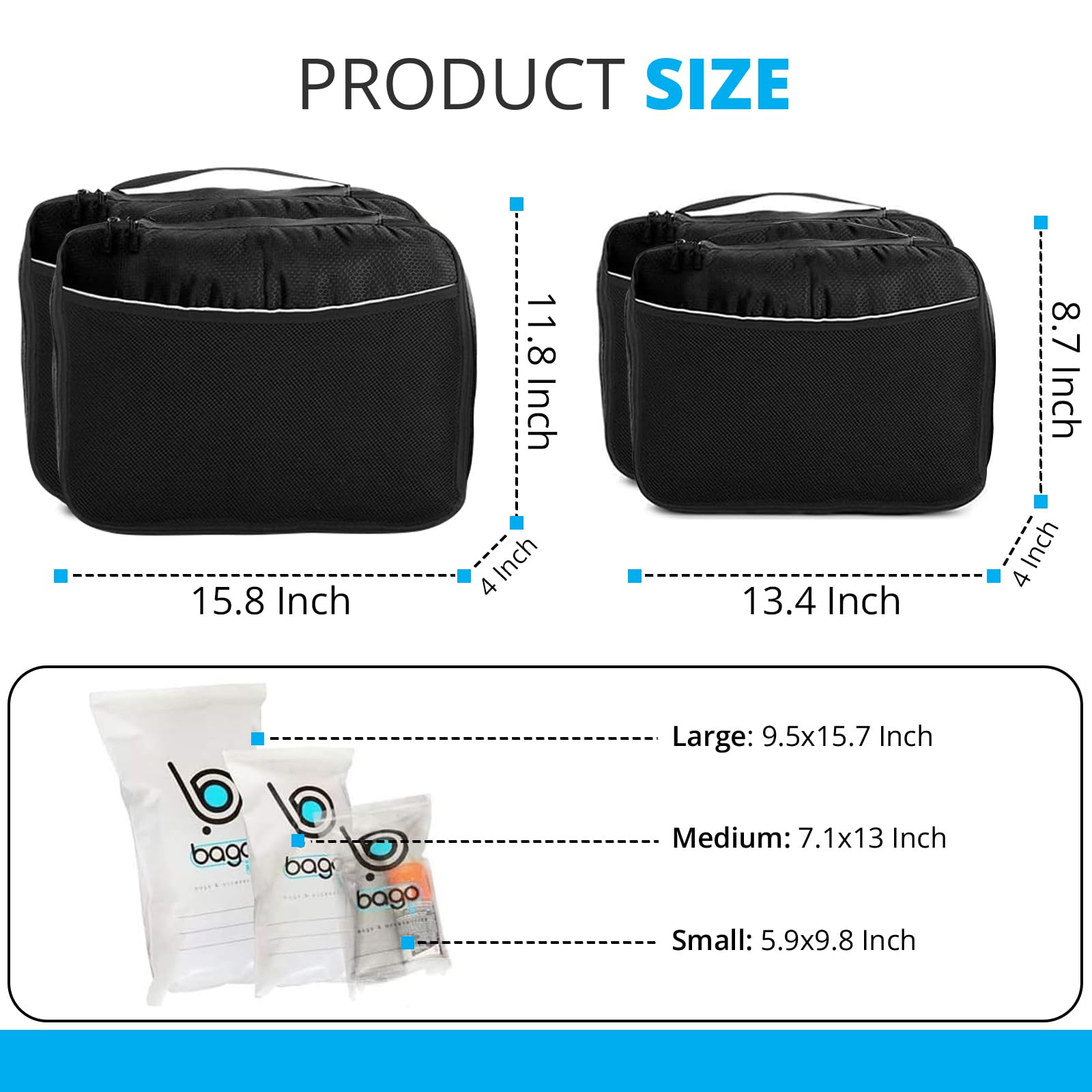 Bago Travel Bundle: 4 Packing Cubes & 120L Duffel Bag Set - Organize and Carry with Ease 4