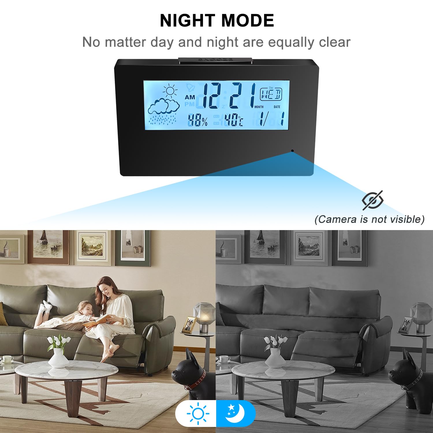 4K UHD Mini Camera Hidden Camera in Clock WiFi Hidden Cameras Video Recorder Wireless IP Smart Guardian 5 in 1 Camera Indoor Home Security Monitoring Nanny Cam 140° Angle Night Vision/Motion Detection 6