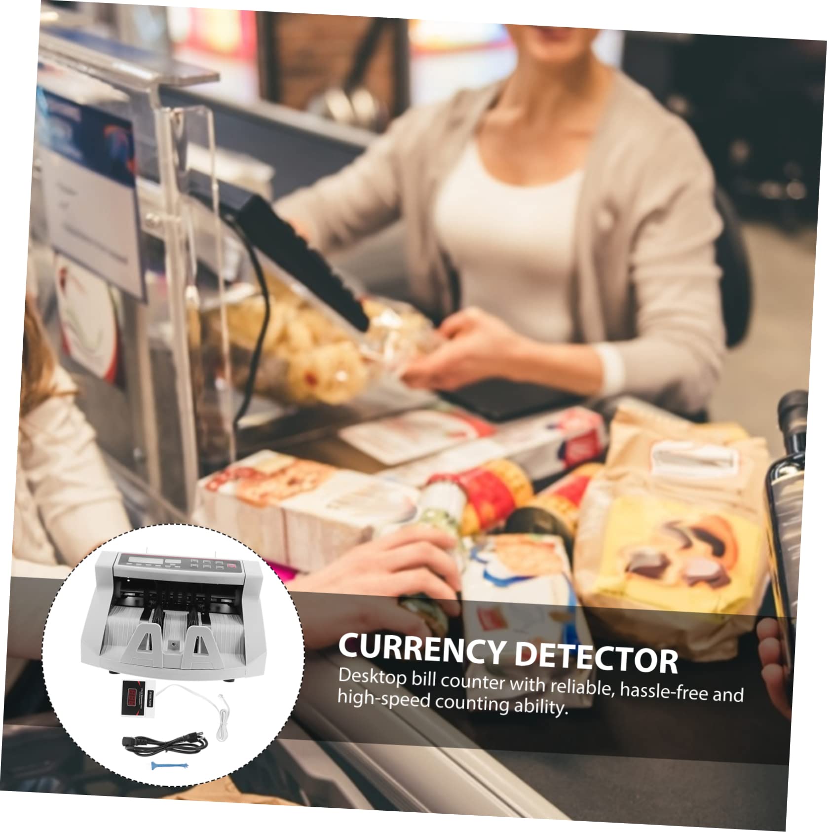 VILLFUL Money Counter Money Cash Currency Machine Money Detector Bill Counting Machine Electronic Cash Register Money Value Counter and Sorter Currency Detector Bill Counter Plastic White 5