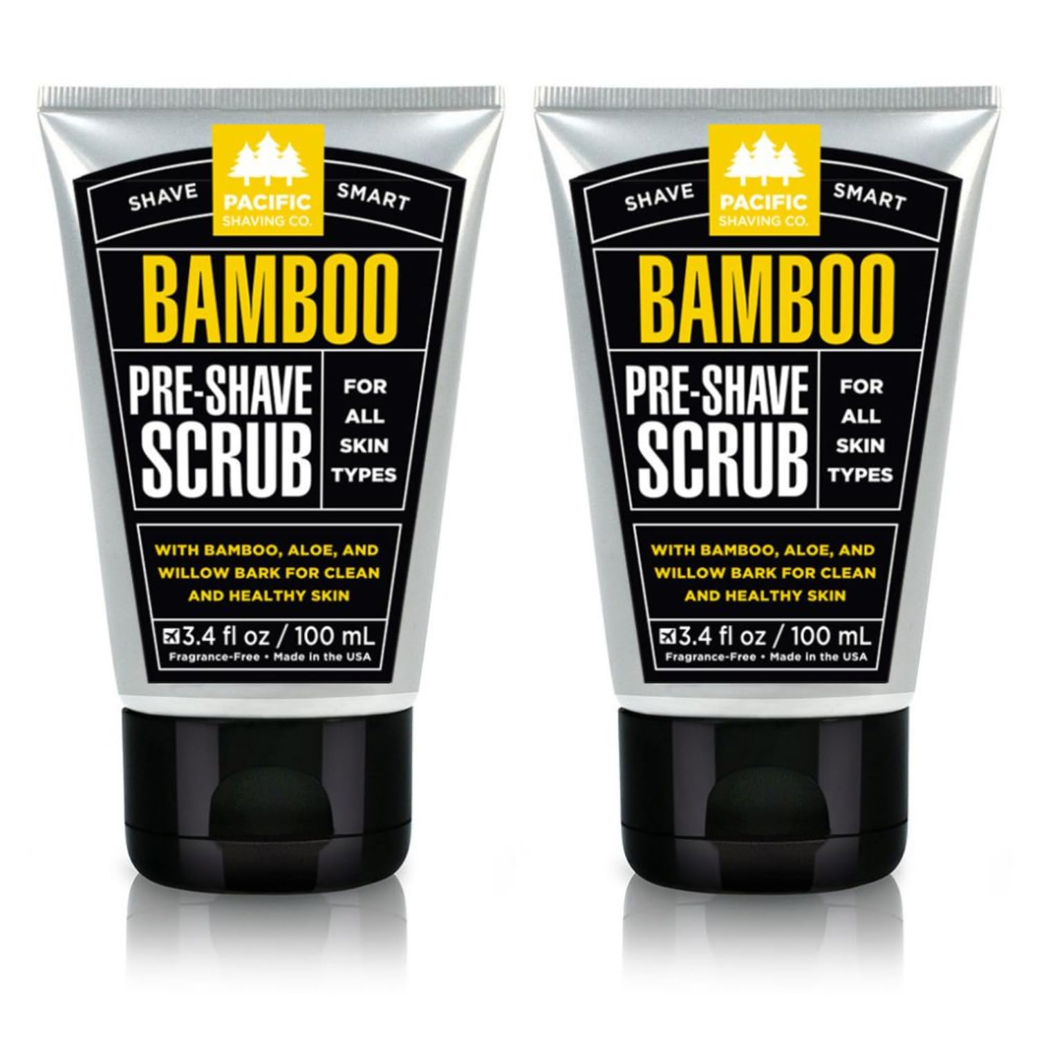 Pacific Shaving Company Bamboo Pre-Shave Scrub - Exfoliating Face Scrub & Cleanser - Daily Face Wash for Men with Aloe Vera & Willow Bark Extract - Soothes, Moisturizes & Controls Blemishes (2 Pack) 1