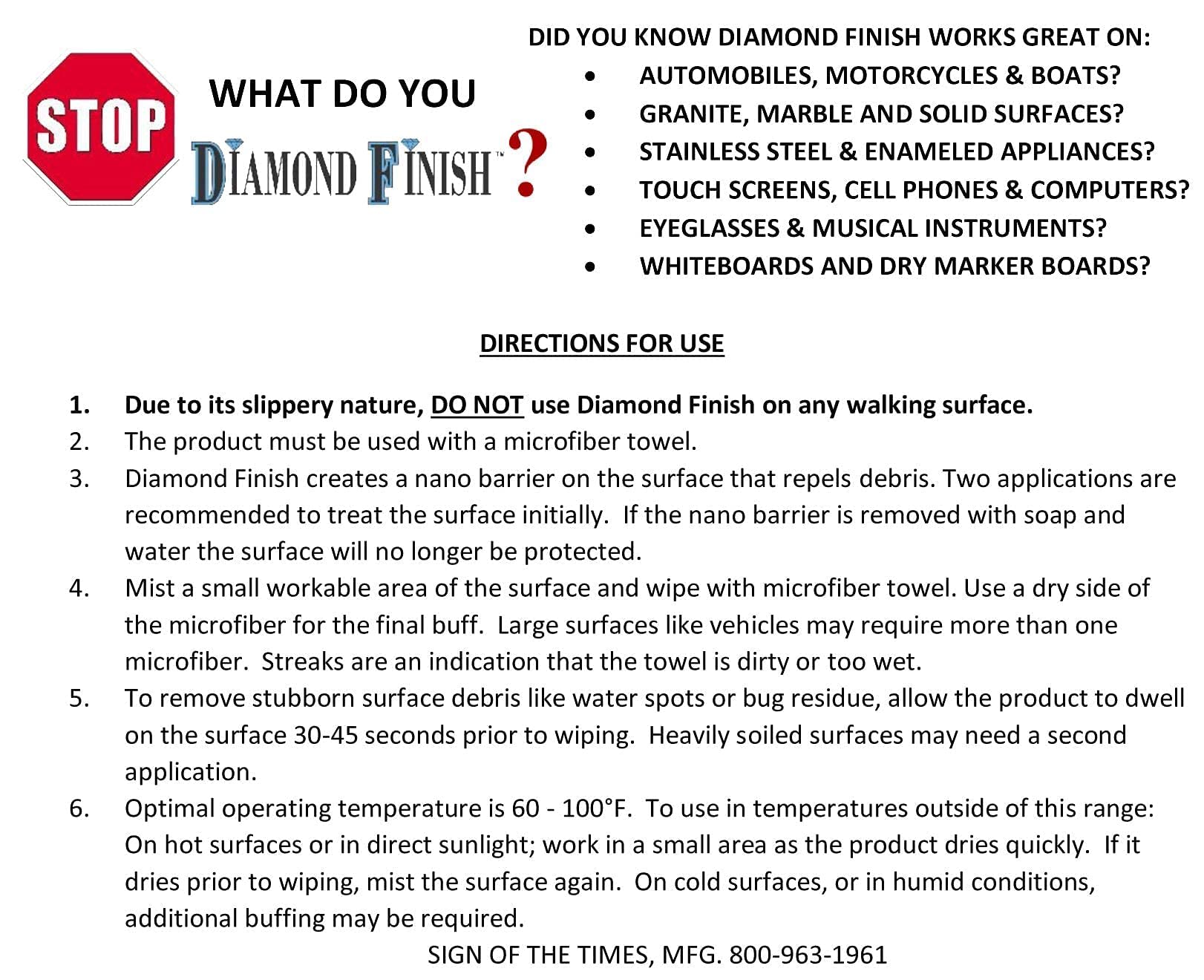 Diamond Finish 16oz Cleaner Polish Protector Multi Surface for Vehicle & Home Cleans, Seals & Repels Fingerprints, Dust, Dirt, Water Spots, Grease, Oil, While it Shines 3