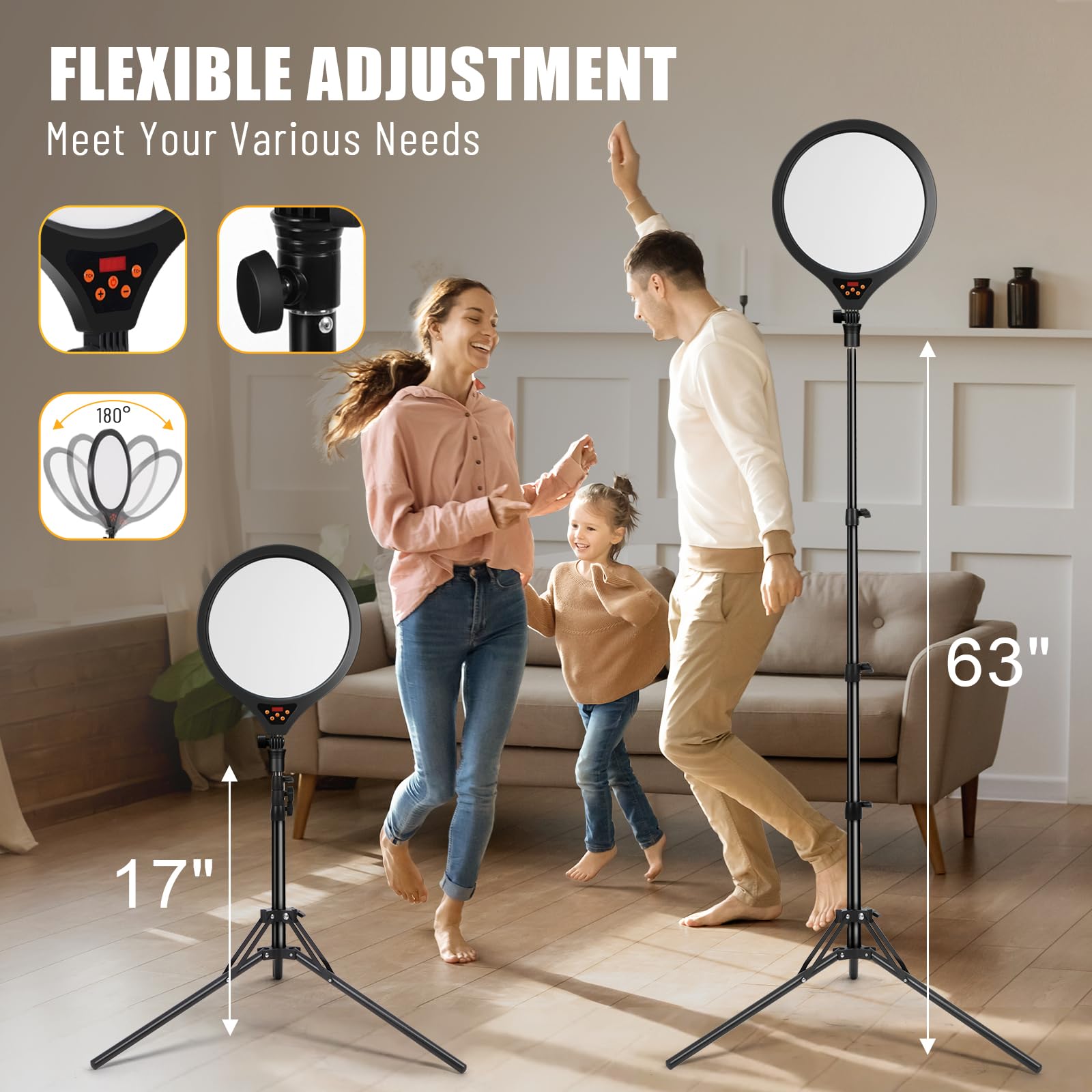 Ring Light with Stand, 14" Professional Ring Light Tripod for iPhone, Adjustable Height for Video Recording Photography Live Streaming Content Creation TikTok YouTube, Black 5