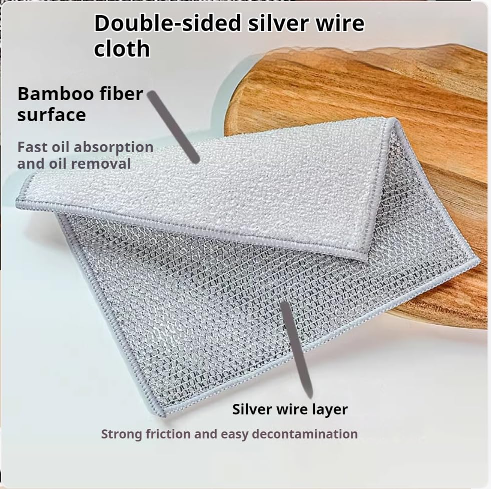 Otodikat 2024 Upgrade Scratchfree Wire Dishcloth Kitchen Dish Towels Tableware Scrubber Bathroom Doors and Windows Cleaning Cloths Household Non Scratch Wire Dishcloth 10pcs Steel Wool Scrubber 3