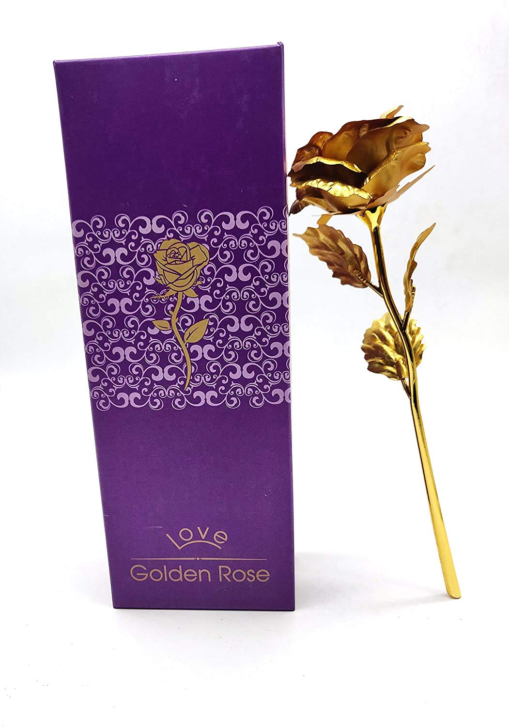 Artificial Rose for Rose Day Valentine's Day Golden Rose with Love Stand and Heart Box 2