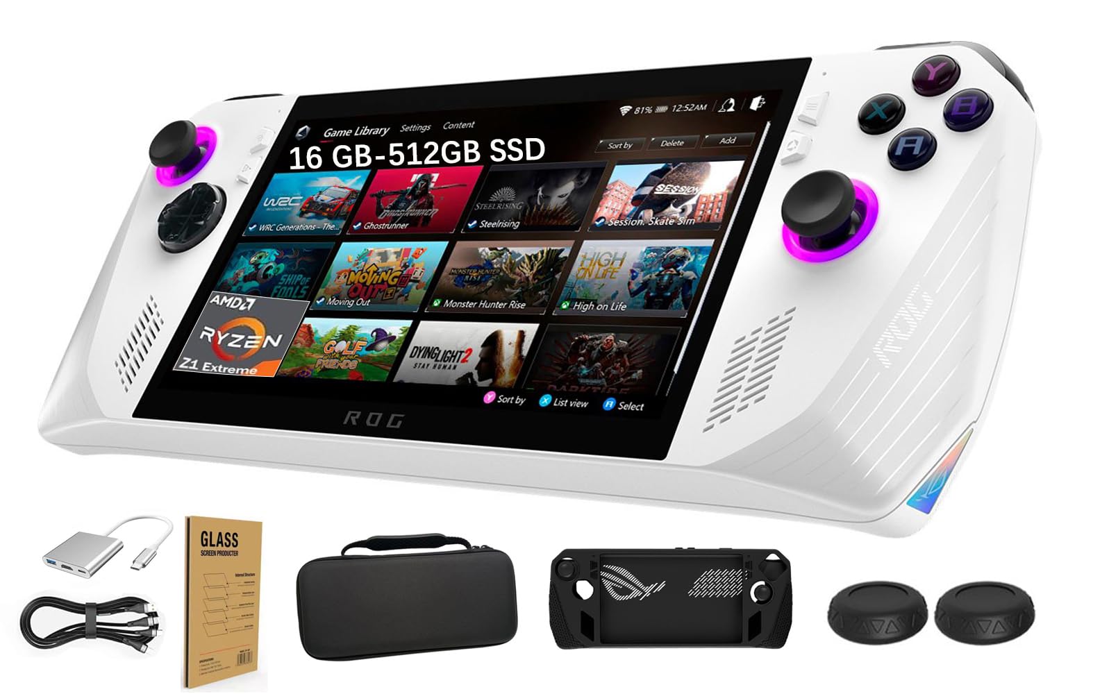 ASUS ROG Ally 7" - 120Hz FHD IPS (1920 x 1080) Gaming Handheld, AMD Ryzen Z1 Extreme Processor, 16GB RAM, 512GB, LED Touch Screen, Windows 11 Home, White 1