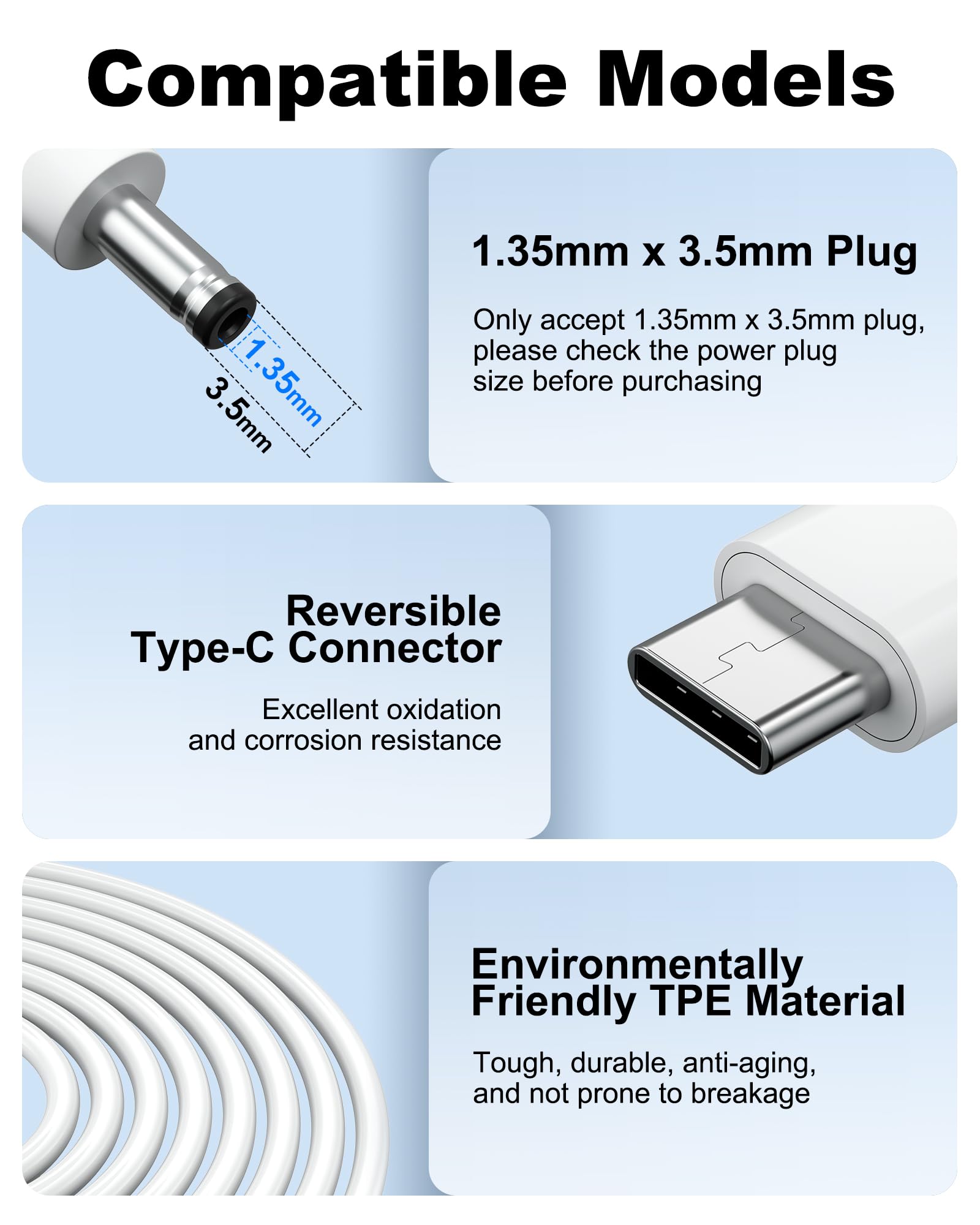 WUKUR 2 Pack Power Adapter Compatible with Ring Stick Up Cam Battery/Plug-in 3rd Gen/2nd Gen & Ring Pan Tilt Stick Up Camera, Indoor/Outdoor Charger Weatherproof Power Cord, 4M/13.1Ft Long 5