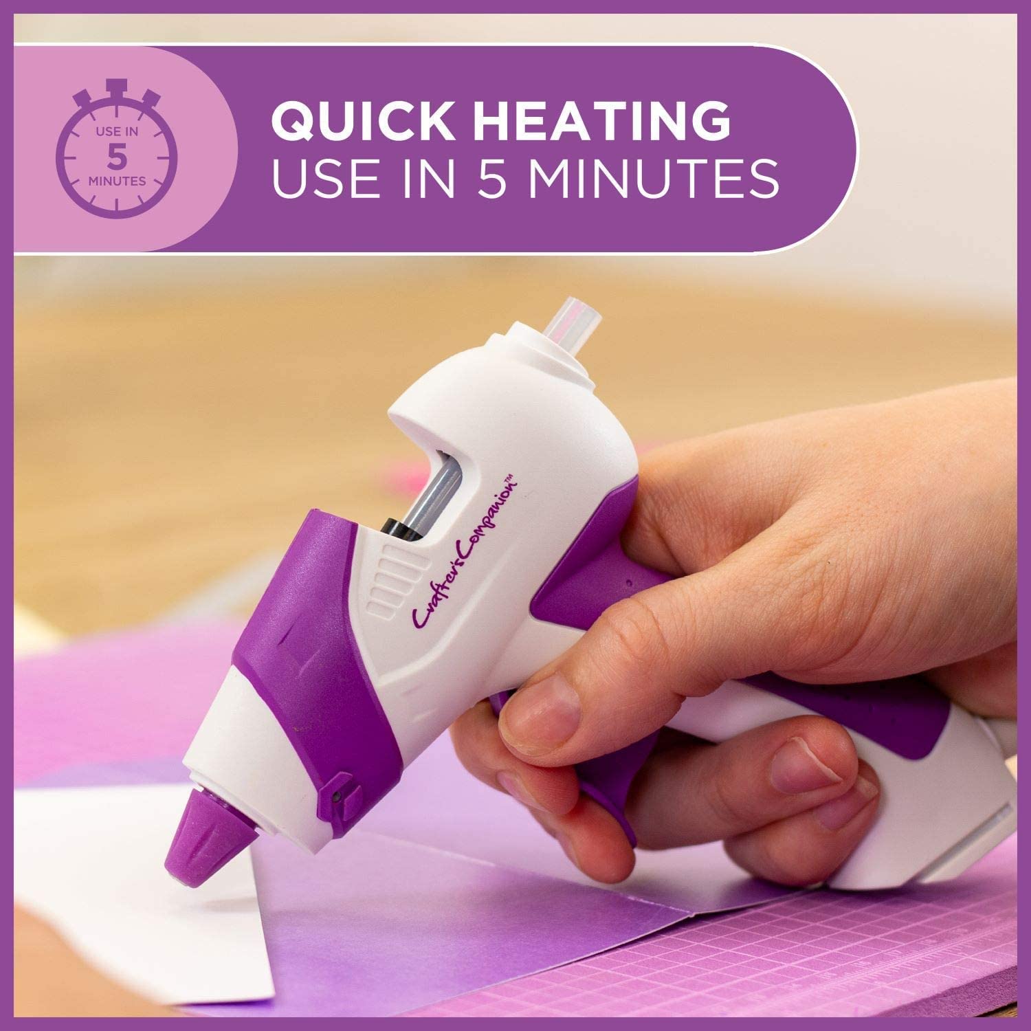 Crafter's Companion CC-Tool HGG Quick Heating Mini Hot Glue Gun Plug in with Built-in Safety Stand, Easy to Use & Non-Drip Nozzle-Perfect for Home Decor, DIY & Crafting, White 5