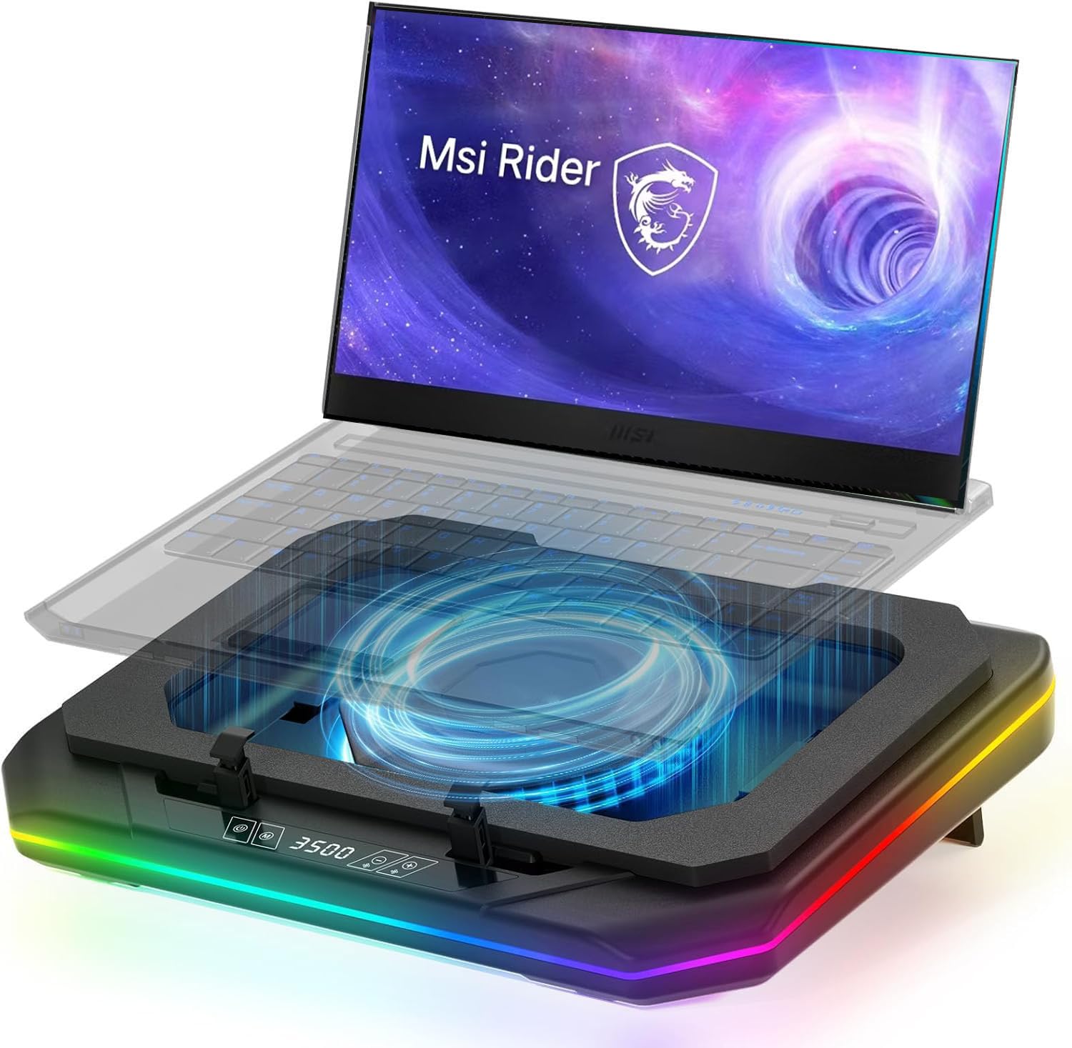 Cooling Pad for Msi Raider 18 HX A18 HX 17 GE76 GE66 GE67Hx GE63 GE78HX GE68HX Gaming Laptop with Ultra Powerful Booster Turbo Fan Can Fast Cooling,6 RGB Light Mode,Touch Start 1
