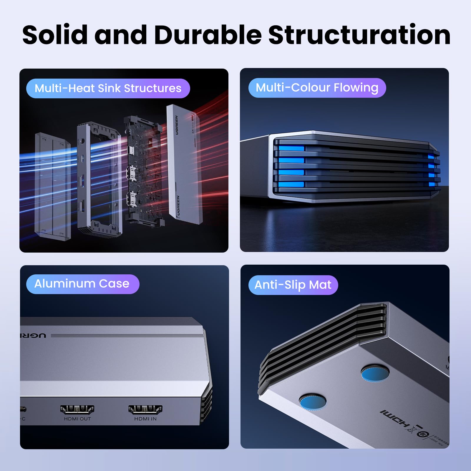 UGREEN 4K@60Hz Capture Card, Ultra HD HDMI Video Capture Card 1080P@240Hz USB 3.0 Ultra-Low Latency with VRR and HDR for Streaming, Gaming, Recording Compatible with iPad, Switch 2, PS5, Xbox, PC, Mac 6