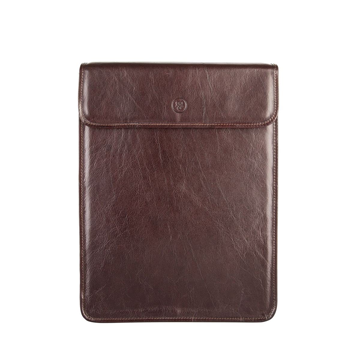 Maxwell Scott - Mens Luxury Leather Folded Shirt Holder/Carrier for Luggage - Handmade in Italy - The Sepino Dark Brown 1