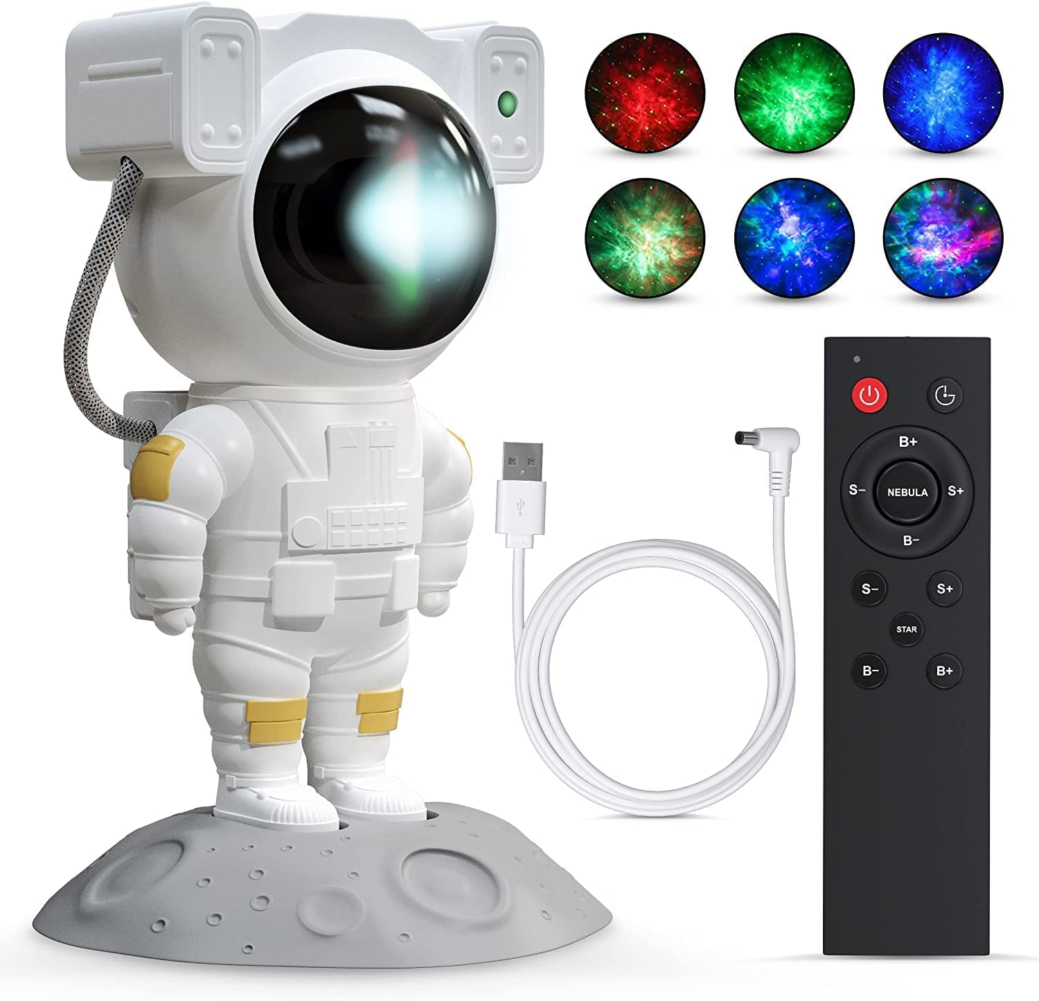 MELVIS Astronaut Galaxy Projector Night Light | 360° Rotating Nebula Star Projector with Remote, Timer & Adjustable Head | Space Lamp for Kids Bedroom, Gaming Room, Home Décor & Gift 4