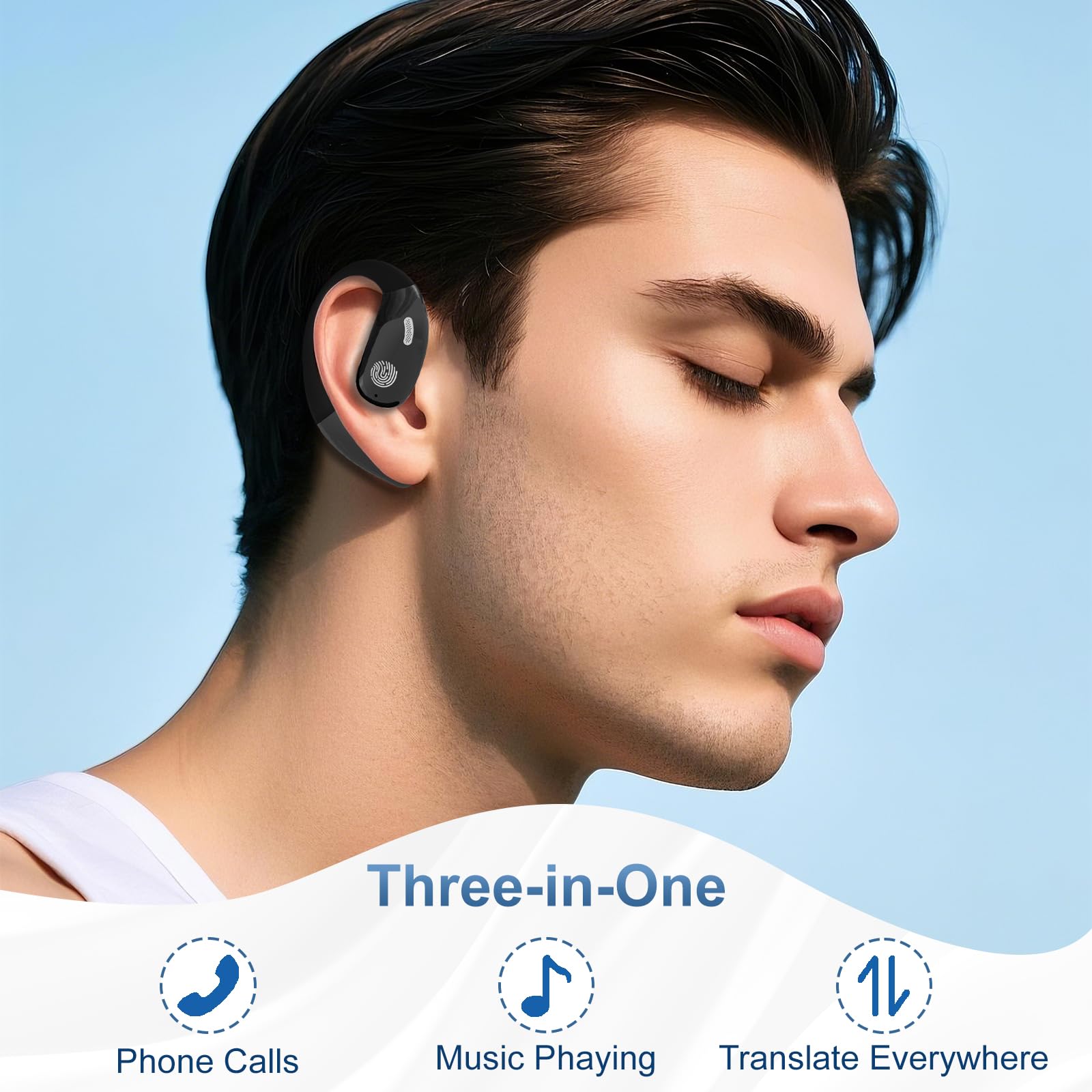 Language Translator Earbuds, 114 Languages Support, Two-Way Real-Time Translation, Bluetooth Wireless Headphones, Open Ear Design (Black) 5